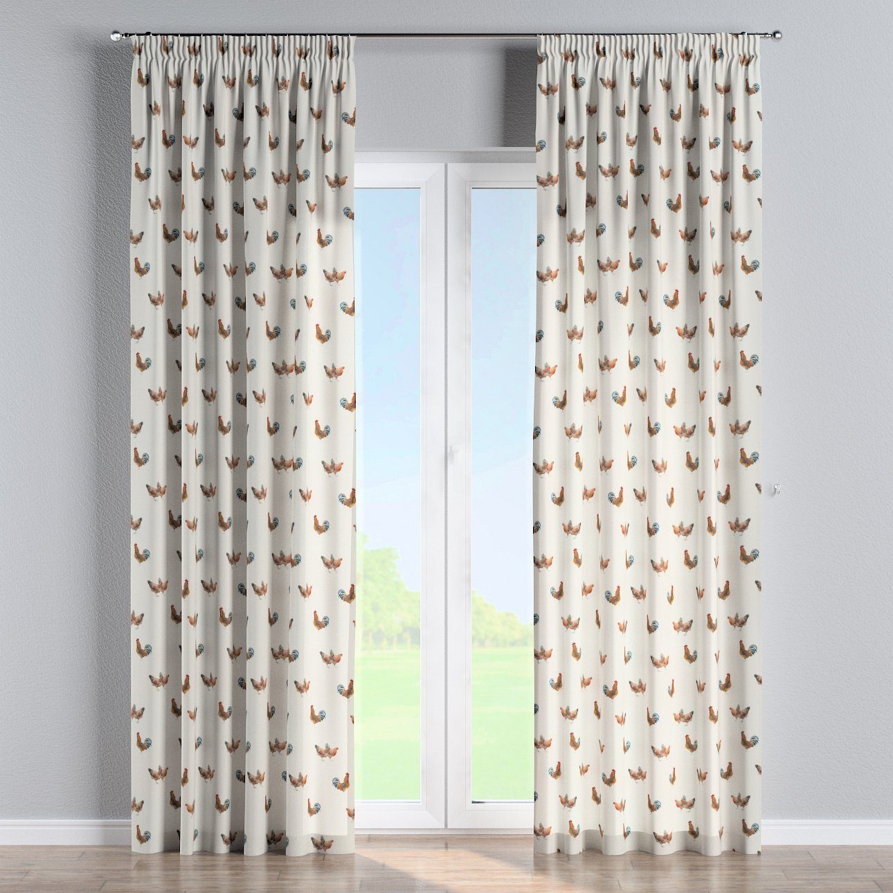 130x100 Kräuselband mit Vorhang Vorhang braun-creme Flowers, cm, Dekoria