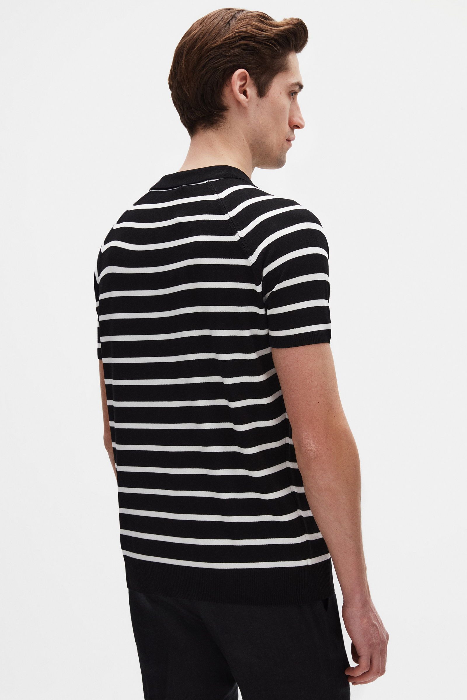 D'S DAMAT T-Shirt Schwarzes Rayon Slim Fit Polo Rollkragen Reißverschluss Strick T-Shirt