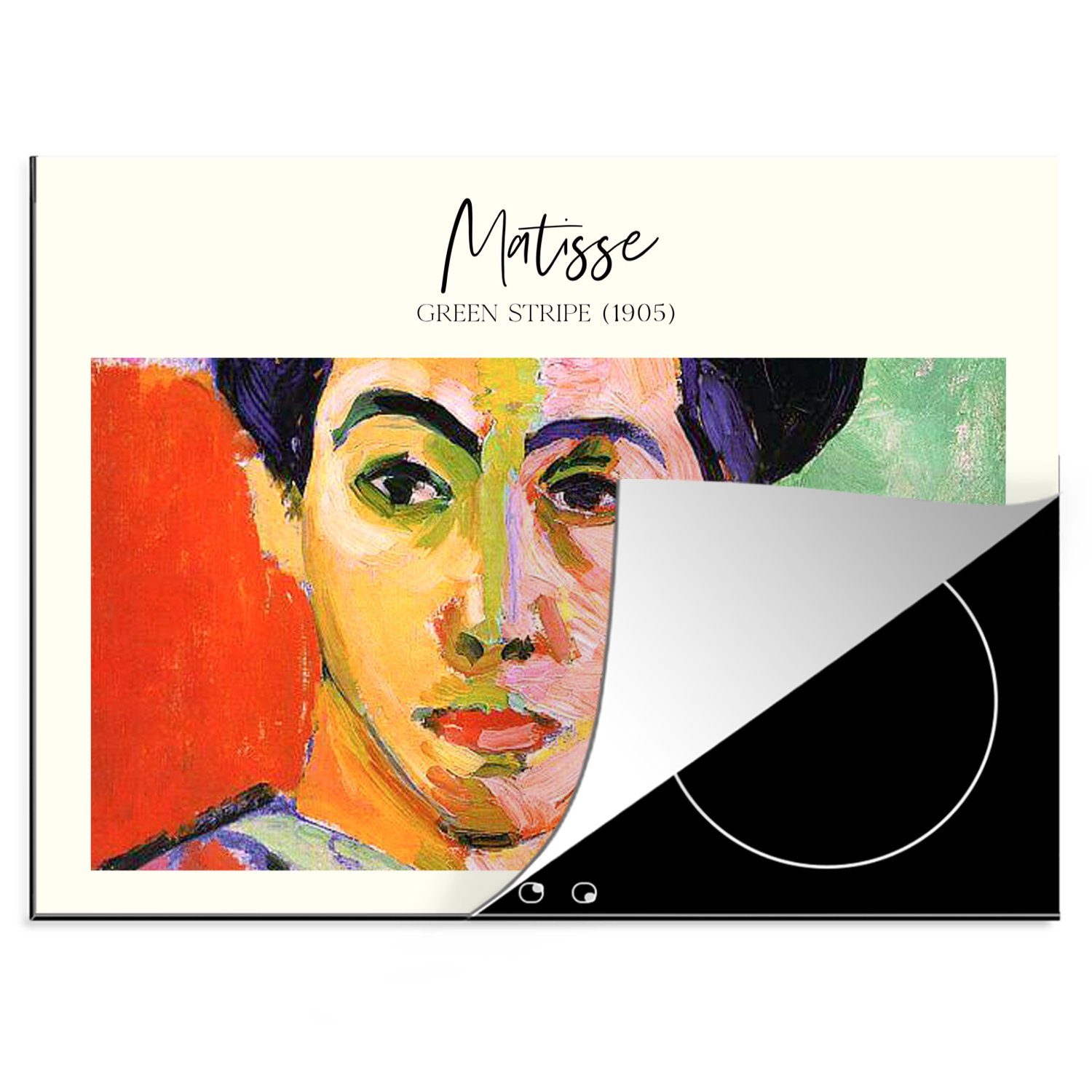 MuchoWow Herdblende-/Abdeckplatte Kunst - Matisse - Grüner Streifen (1905), Vinyl, (1 tlg), 70x52 cm, Mobile Arbeitsfläche nutzbar, Ceranfeldabdeckung