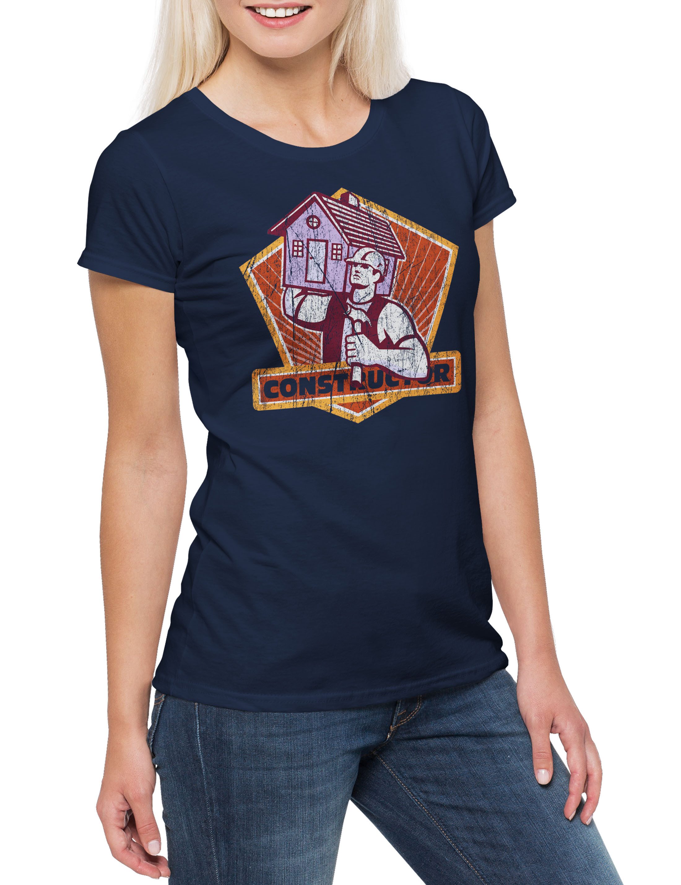 Urban Backwoods Print-Shirt Constructor V Damen T-Shirt Handwerker Maurer Mason Bauarbeiter Bau (1-tlg) Zimmermann Construction Worker Arbeiter