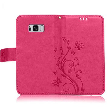 Numerva Handyhülle Bookstyle Flower für Samsung Galaxy S8, Handy Tasche Schutzhülle Klapphülle Flip Cover mit Blumenmuster