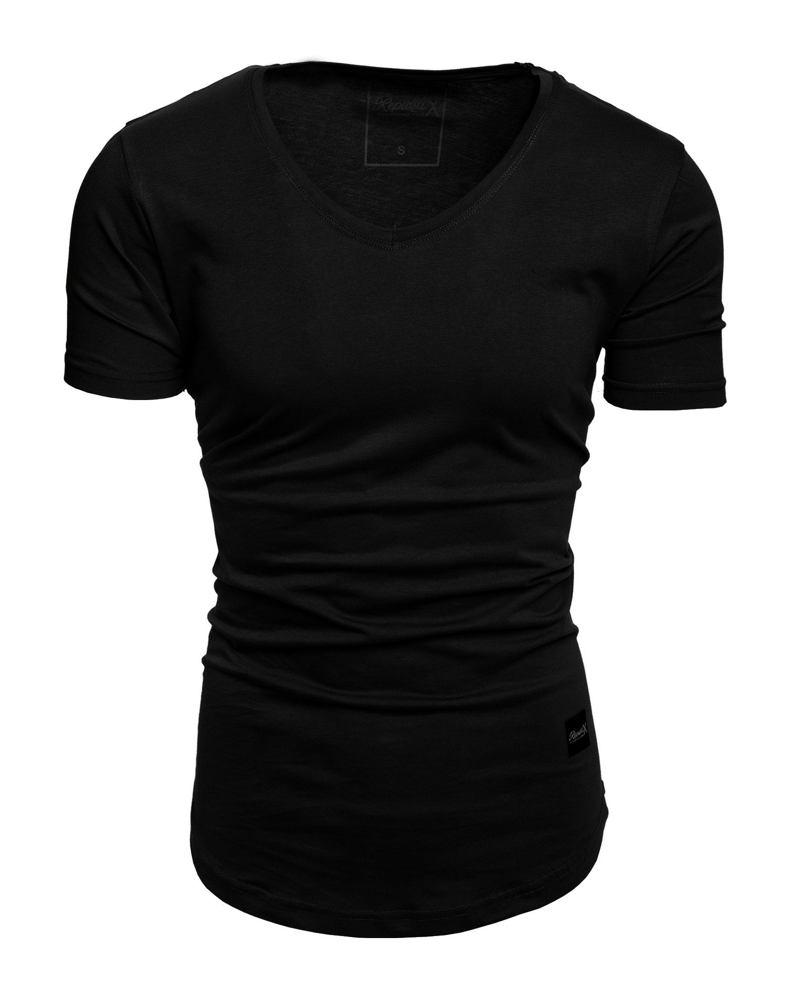 V-Ausschnitt BRANDON T-Shirt Herren Schwarz Basic REPUBLIX mit Oversize Shirt