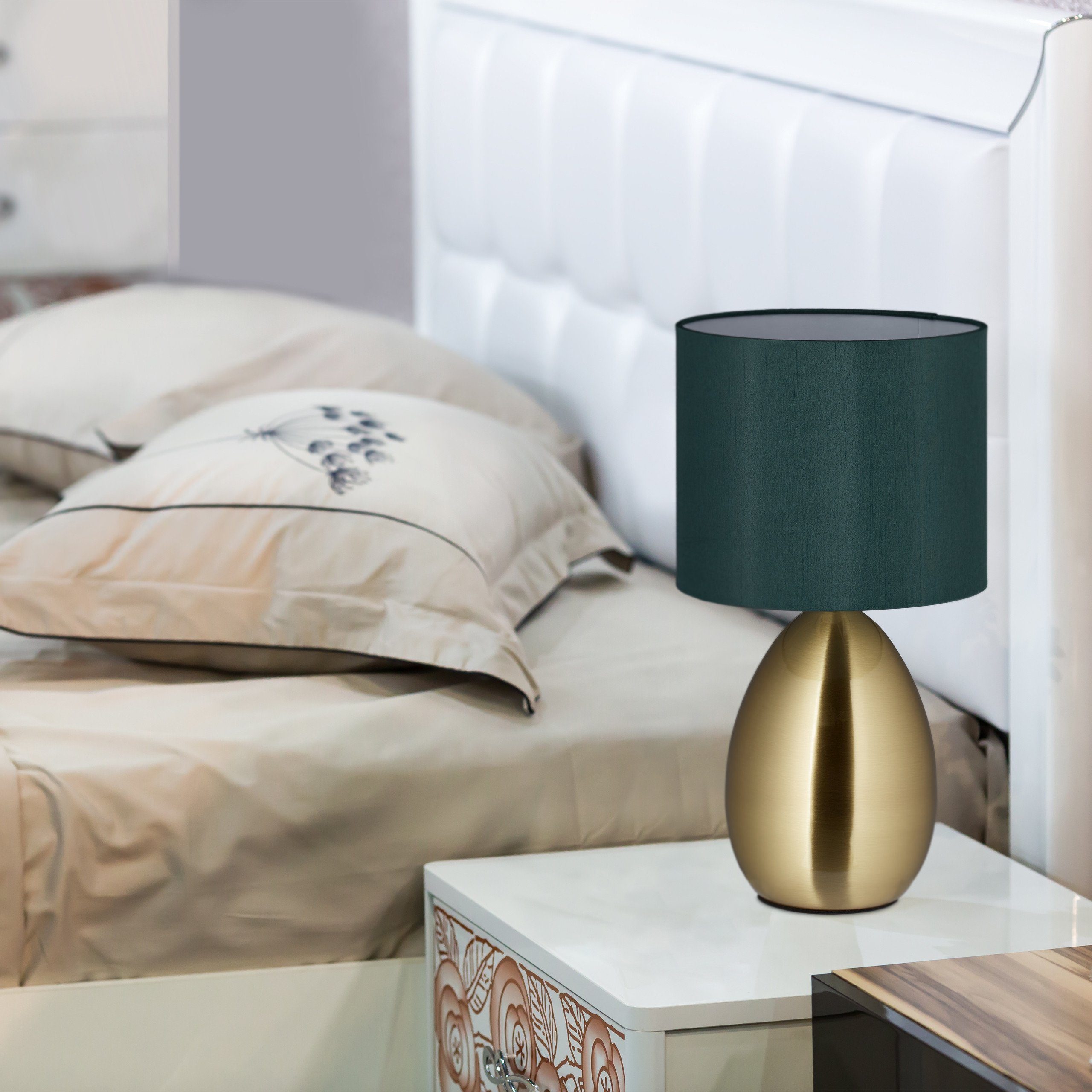 relaxdays Nachttischlampe Touch messing