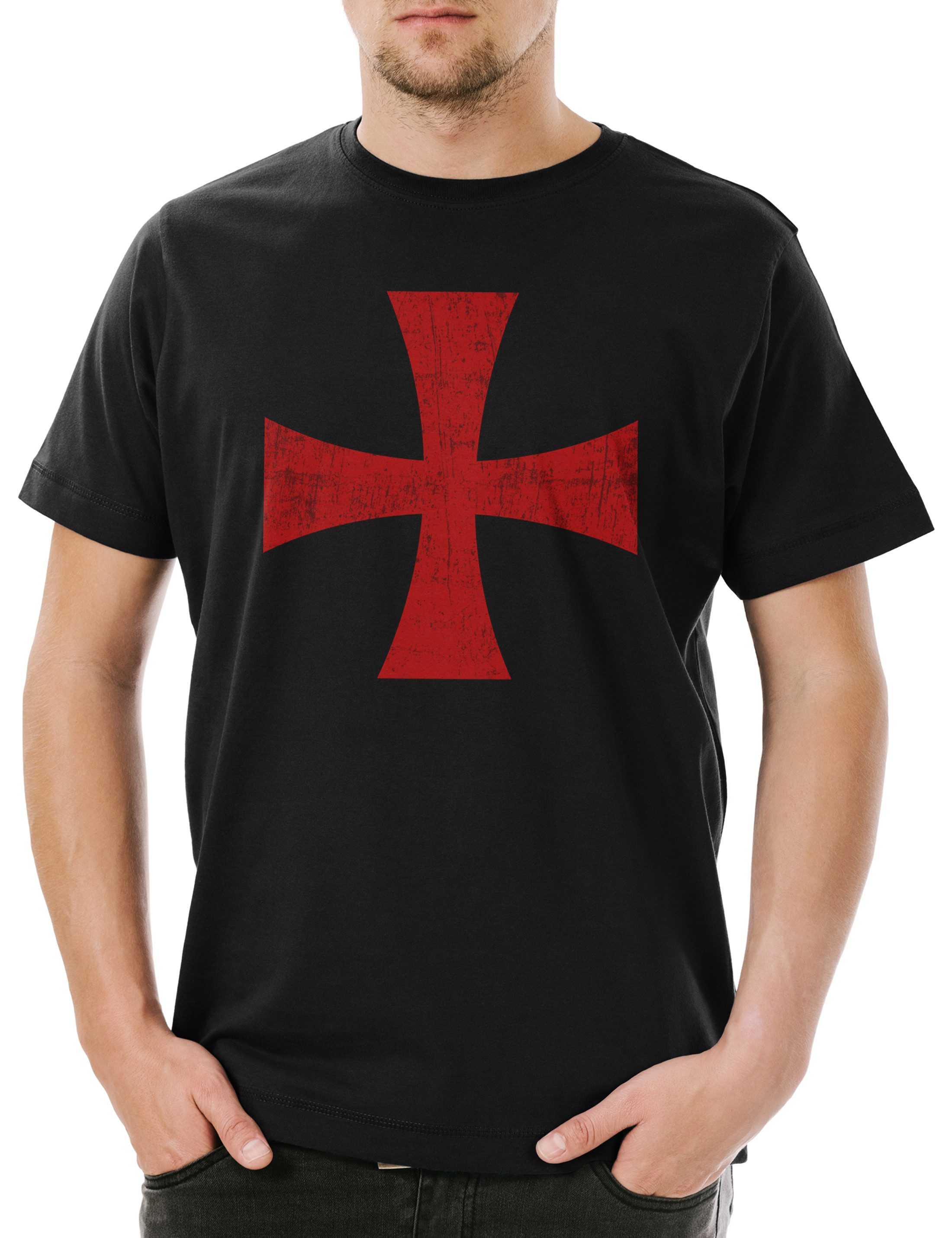 Urban Backwoods Print-Shirt Templar Cross I Herren T-Shirt Rotes Templer Orden Kreuz Templerorden (1-tlg) Ordo Tempelritter Gral Kreuzzüge