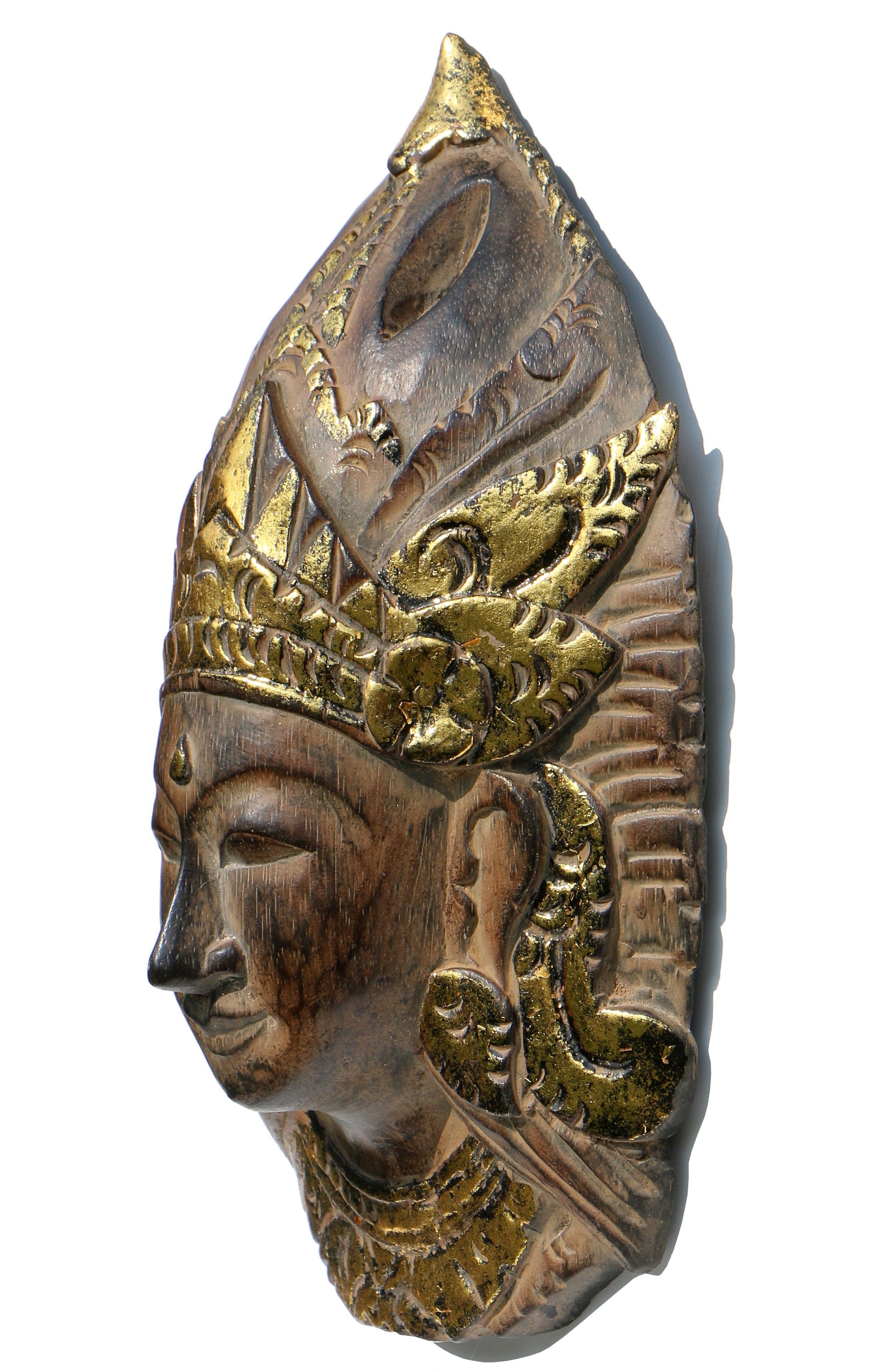 Wogeka Wanddekoobjekt Gold Dewi-Maske 30 cm zum aufhängen Wanddeko Feng Shui
