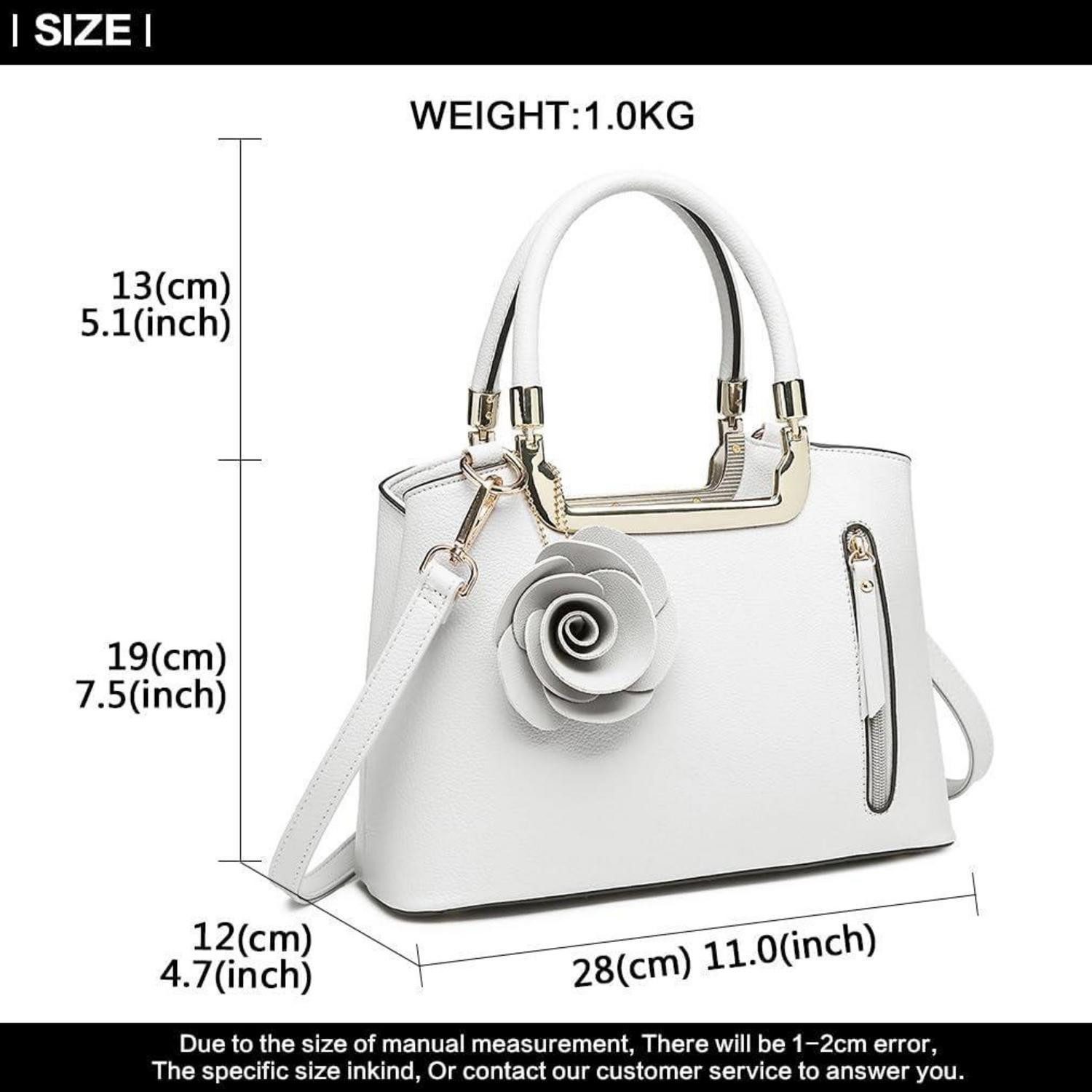 LuxusKollektion Handtasche Handtasche Damen Kunstleder Blumen Umhängetasche Retro 1-1 Weiß