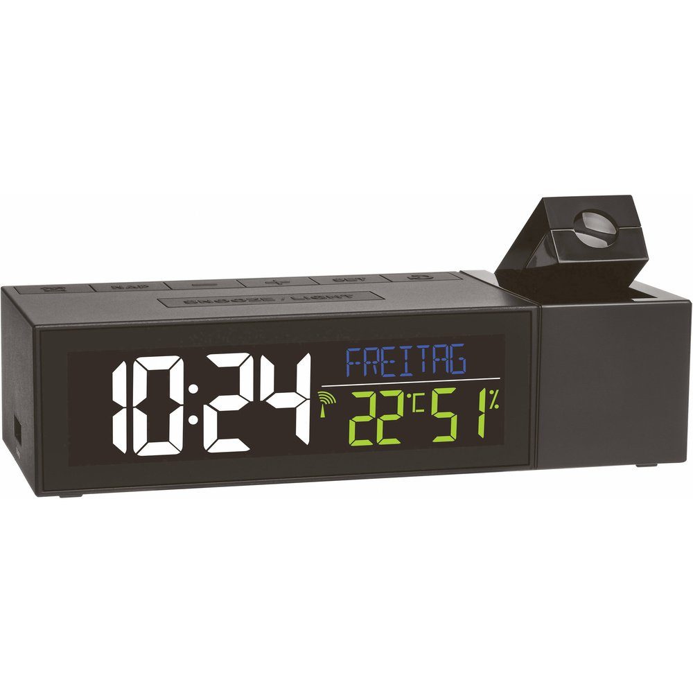 Projektionswecker TFA Dostmann Show 60.5014.01 Funk Wecker digital Schwarz