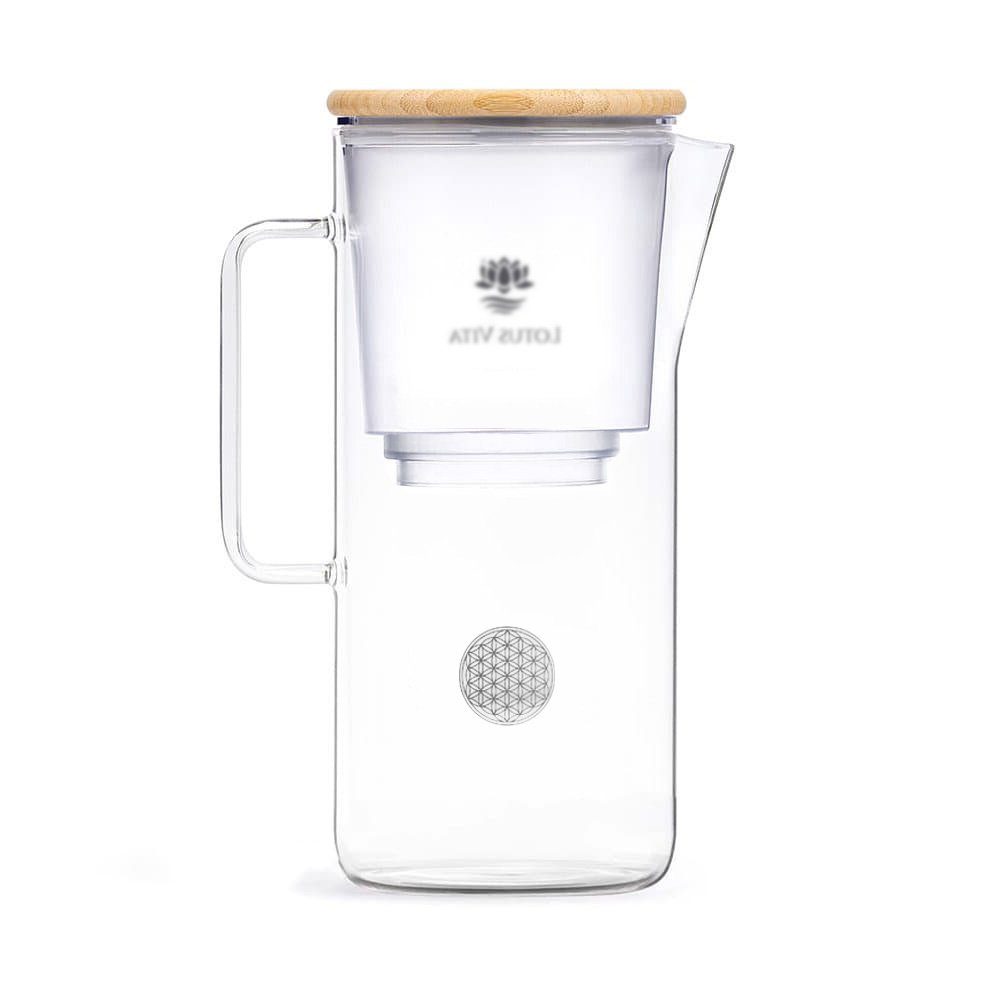 Lotus Vita Wasserfilter Glaskanne Katara mit Blume des Lebens 1,4L - Natura Plus