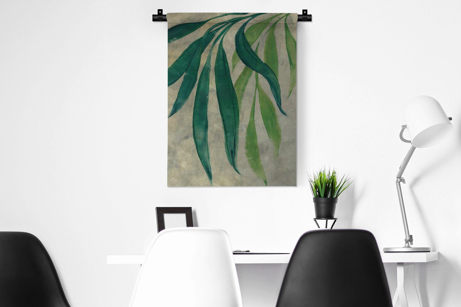 der Pflanzen Wanddekoobjekt an Schlafzimmer - Tapisserie, für Wohnzimmer, Wand, Deko Natur Vintage, - Grün - Blätter - MuchoWow