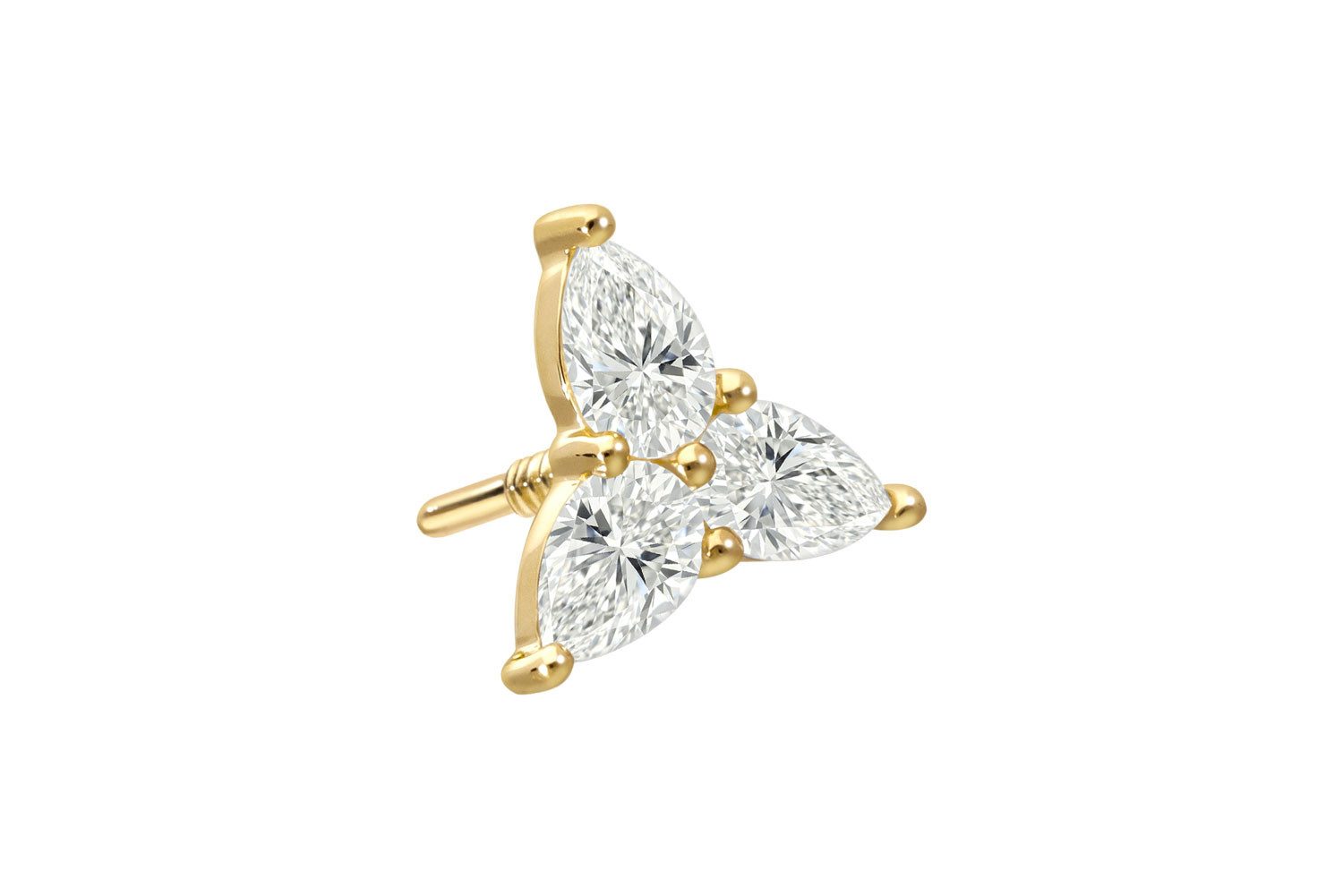 PIERCINGLINE Piercing-Set 18 Karat Gold Schraubaufsatz mit Außengewinde DIAMANT-BLUME (Schraub-Aufsätze, 1-tlg)