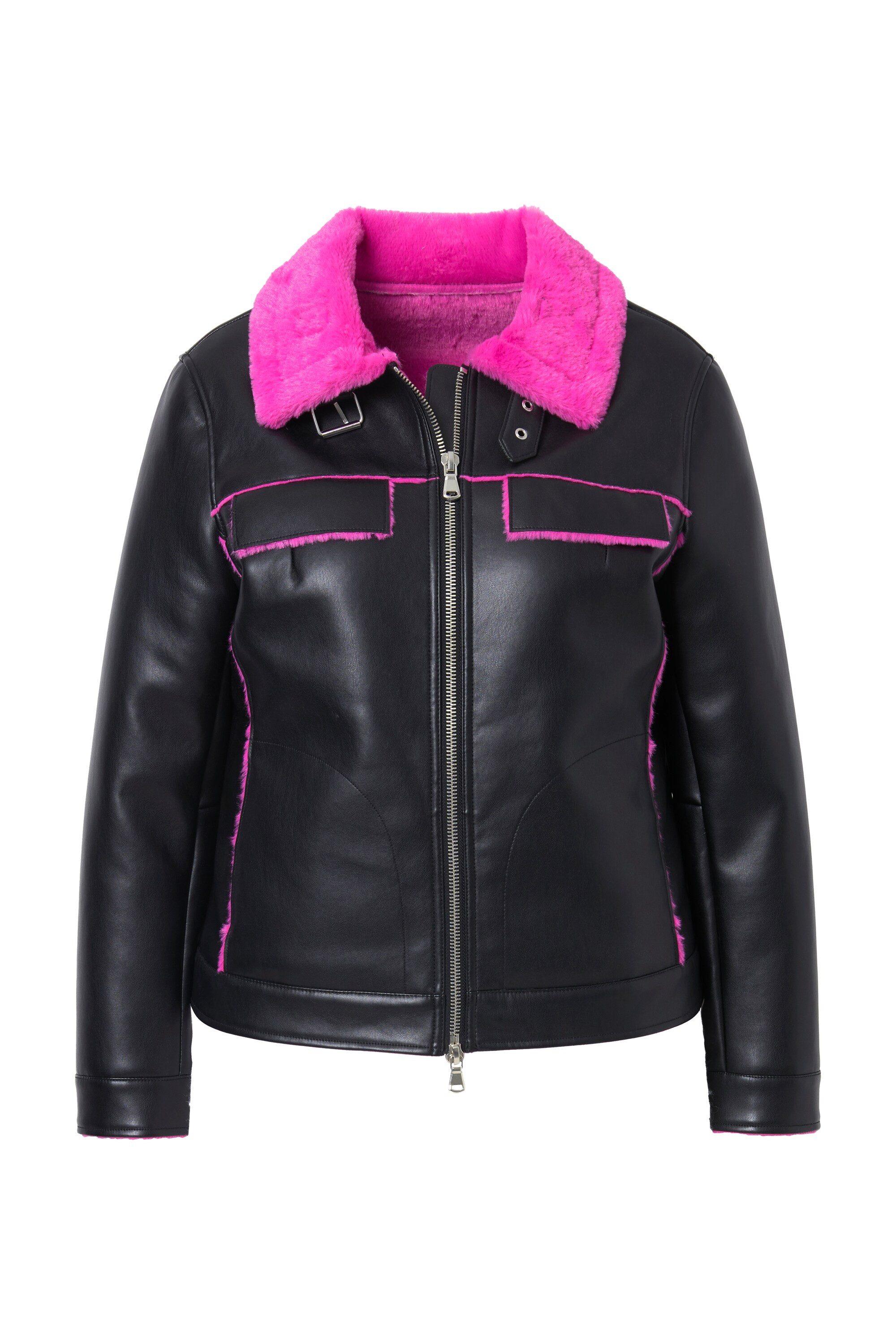 Angel of Style Lederjacke Lederoptik-Jacke Classic Fit Neon Kunstfellbesatz günstig online kaufen