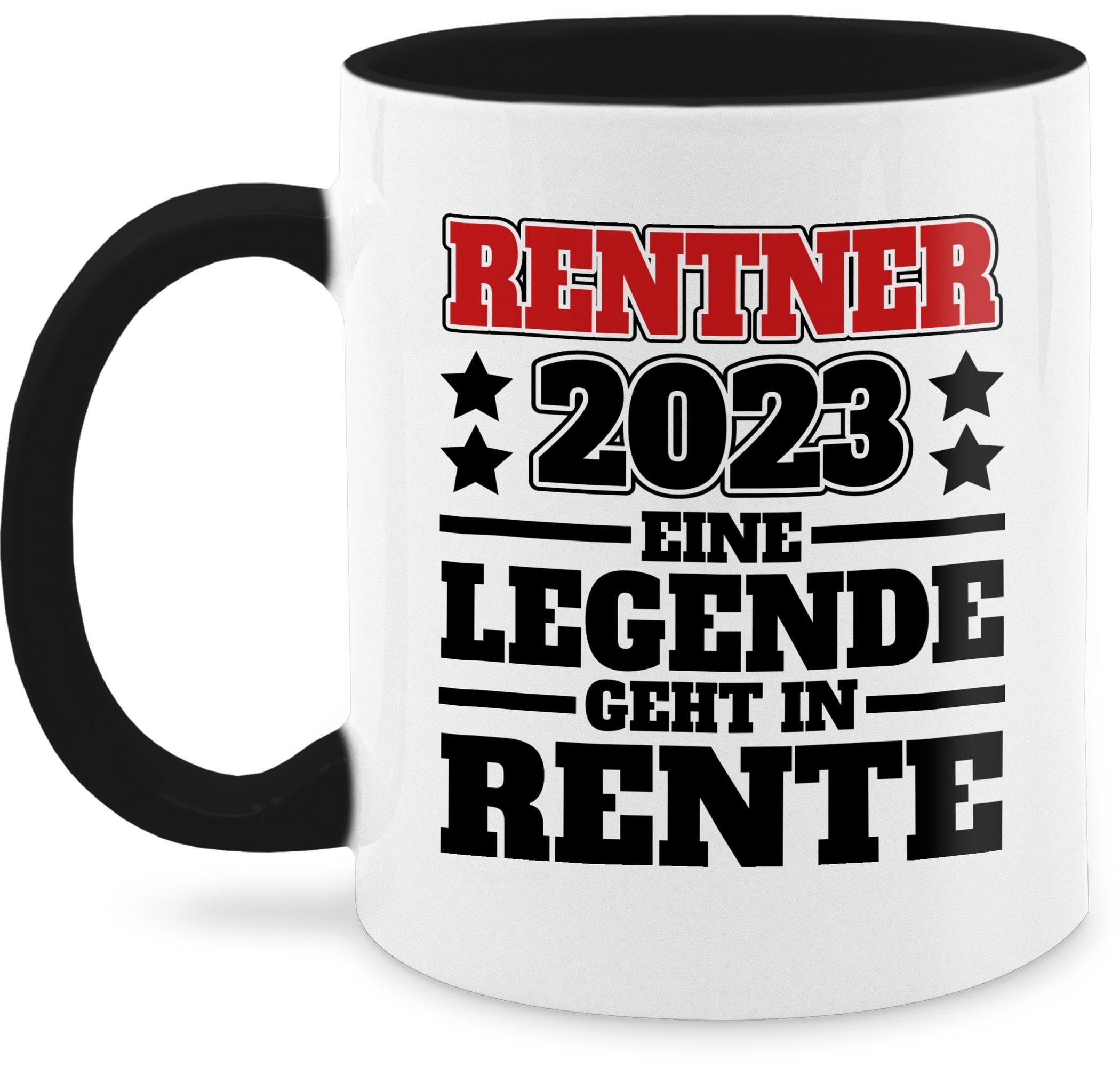 Shirtracer Tasse Rentner 2023 Eine Legende geht in den Ruhestand - schwarz/rot, Keramik, Rente Geschenk Kaffeetasse 1 Schwarz
