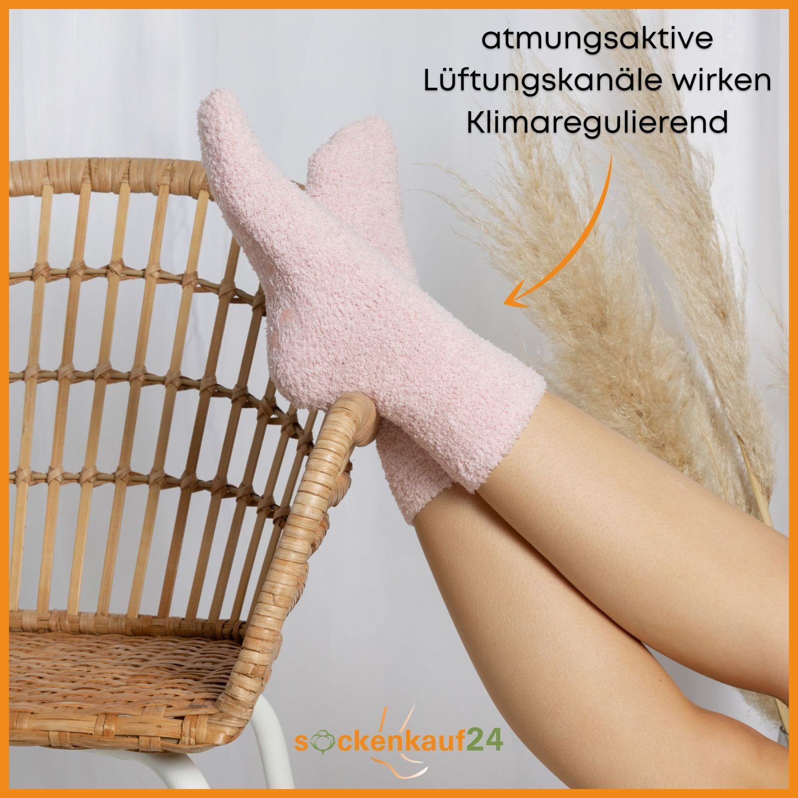 Paar Pastel (6-Paar, 12 ABS Größe Kuschelsocken Damen Sohle WP Socken - 35-42) mit Anti Rutsch oder sockenkauf24 37417 6