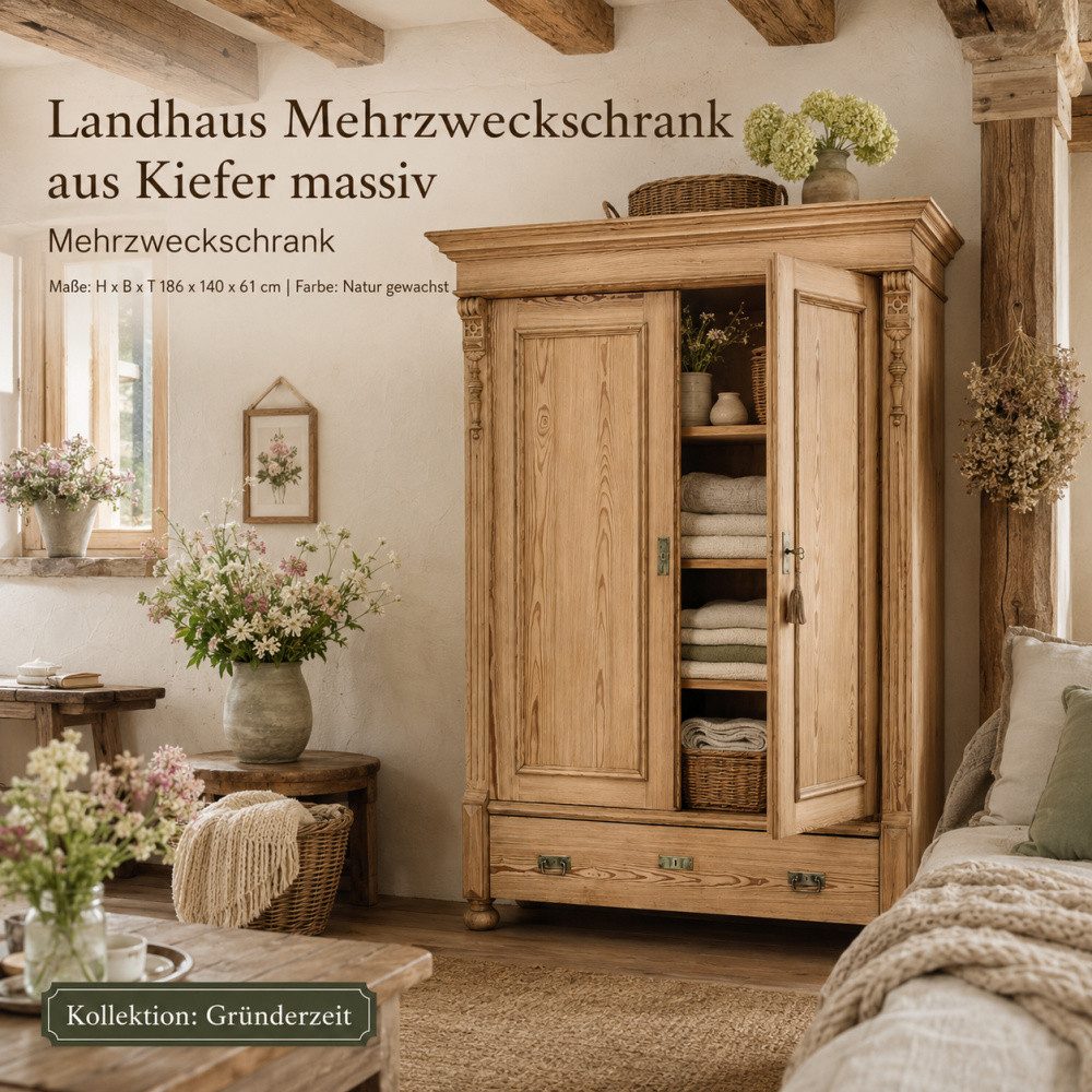Wohnpalast Mehrzweckschrank Gründerzeit Dielenschrank – Antik, aufgearbeitet, mit Schublade, Mehrz