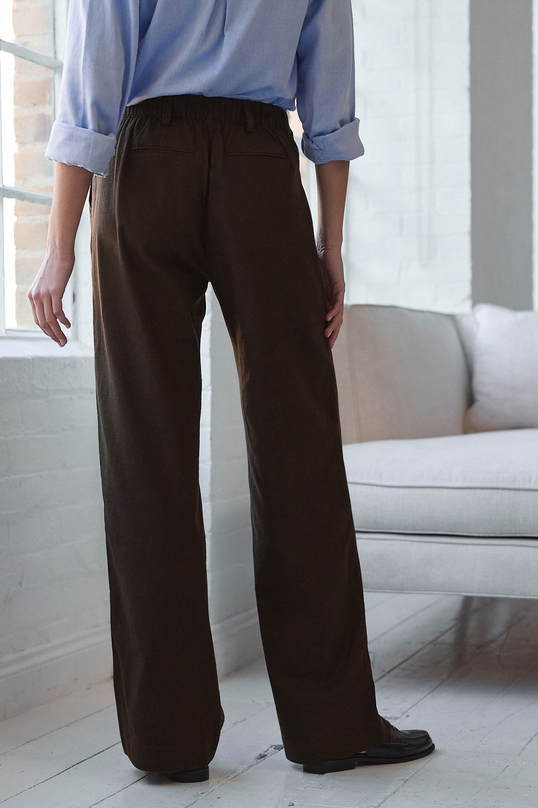 Next Leinenhose Leinenhose mit weitem Bein – Kurzgröße (1-tlg) günstig online kaufen