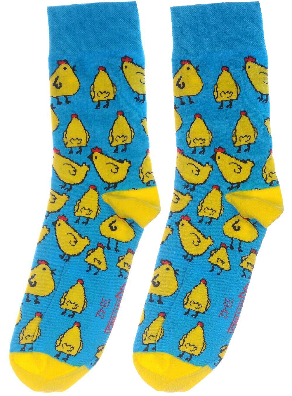 Martinex Socken Freizeitsocken 1 Paar socks lustige bunte witzige Strümpfe mit Hühner elastisch, weich 34 35 36 37 38 39 40 41 42 43 44 45