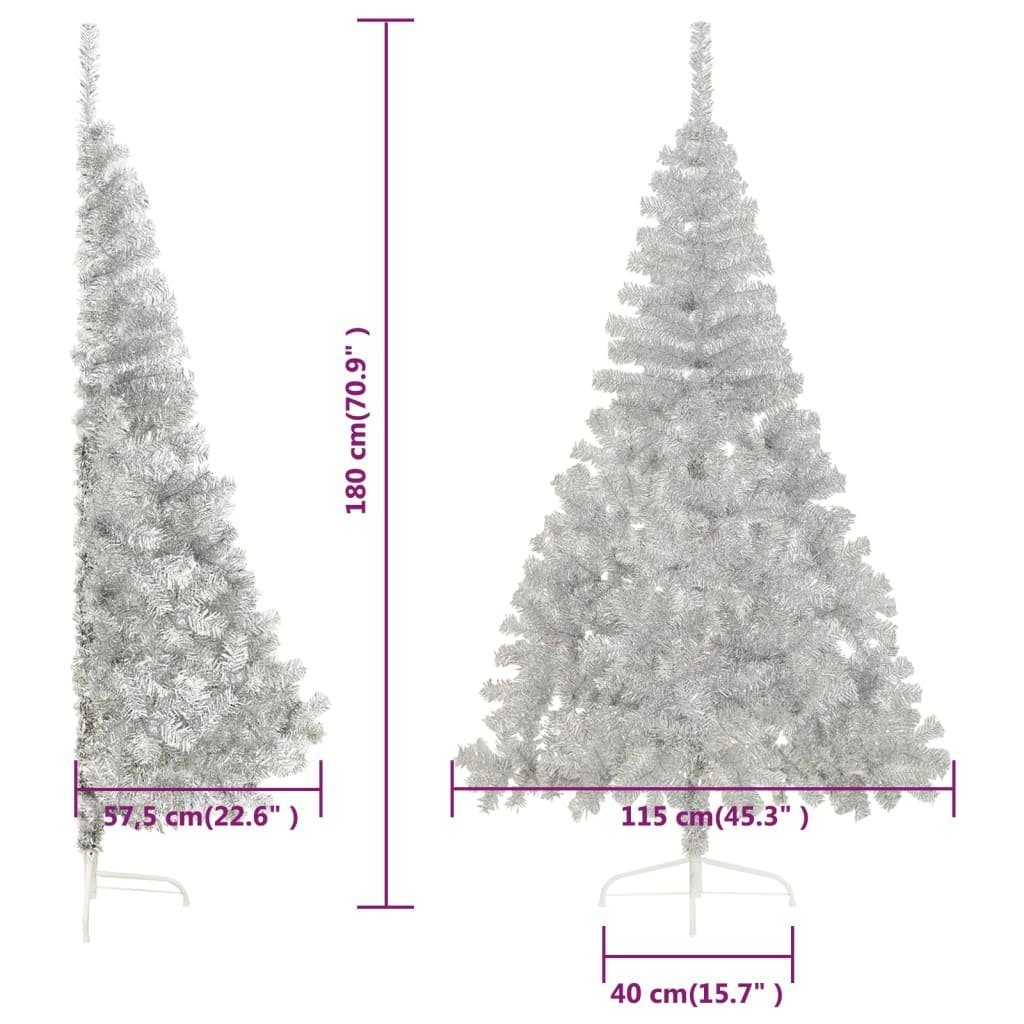 Weihnachtsbaum Silber 180 Ständer mit Künstlicher cm furnicato Künstlicher PET Halb-Weihnachtsbaum
