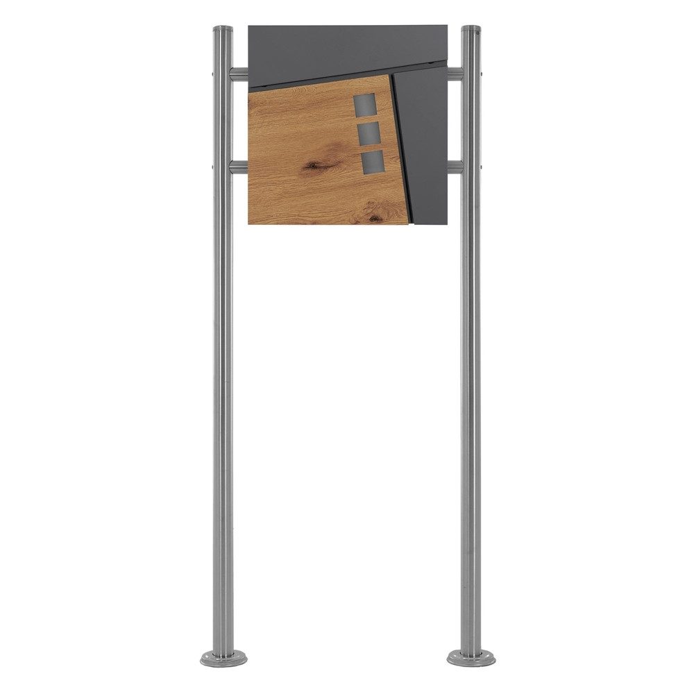 ML-DESIGN Standbriefkasten Wandbriefkasten Briefkasten Postkasten mit Zeitungsfach inkl. Standfuß, Briefkastenanlage mit Ständer Silber 120cm Mailbox mit Pfosten