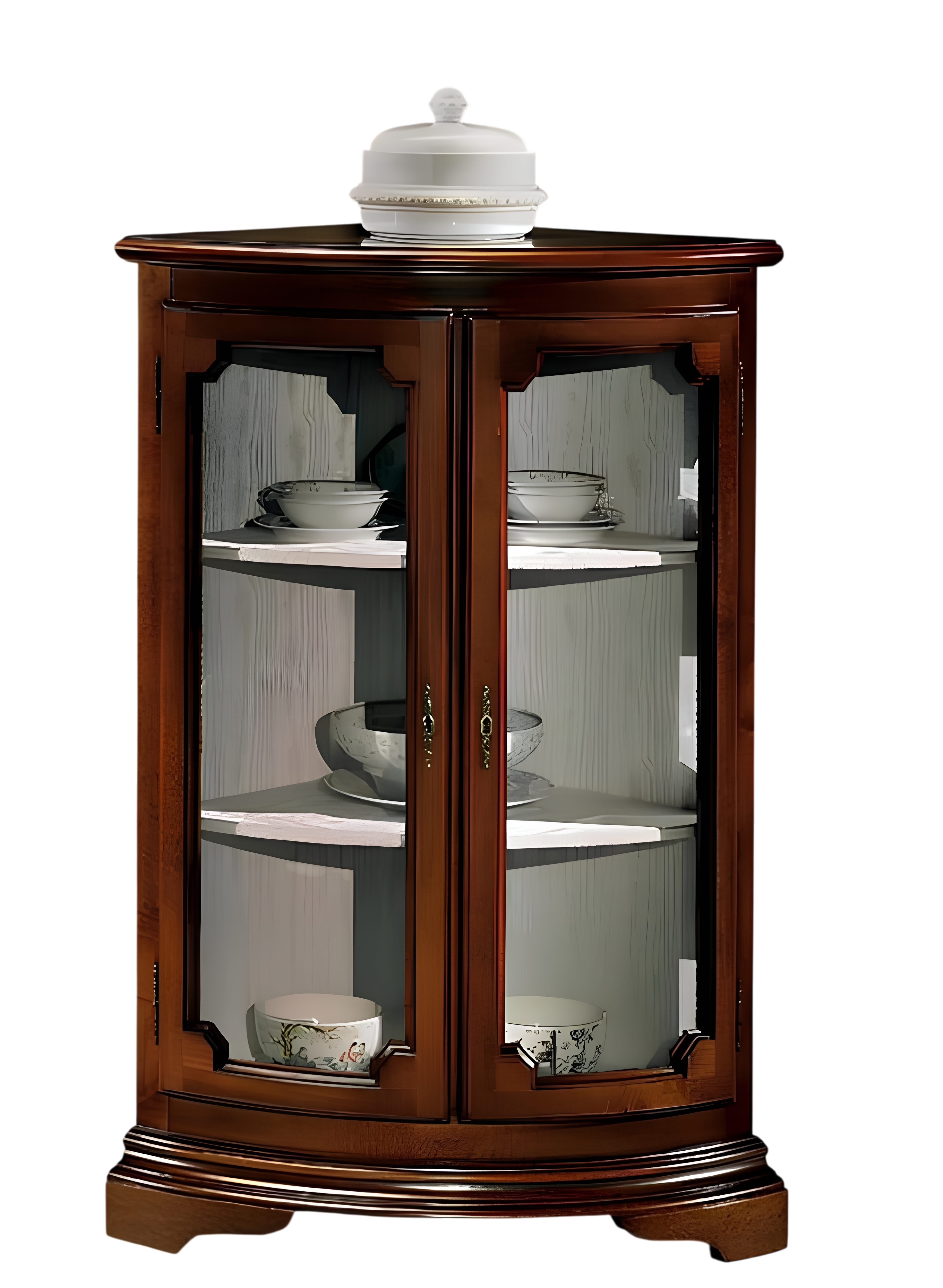 Xlmoebel Eckvitrine Glasvitrine im Barock-Rokoko Design mit filigranen Verzierungen (1-St., Vitrine) Hergestellt in Europa