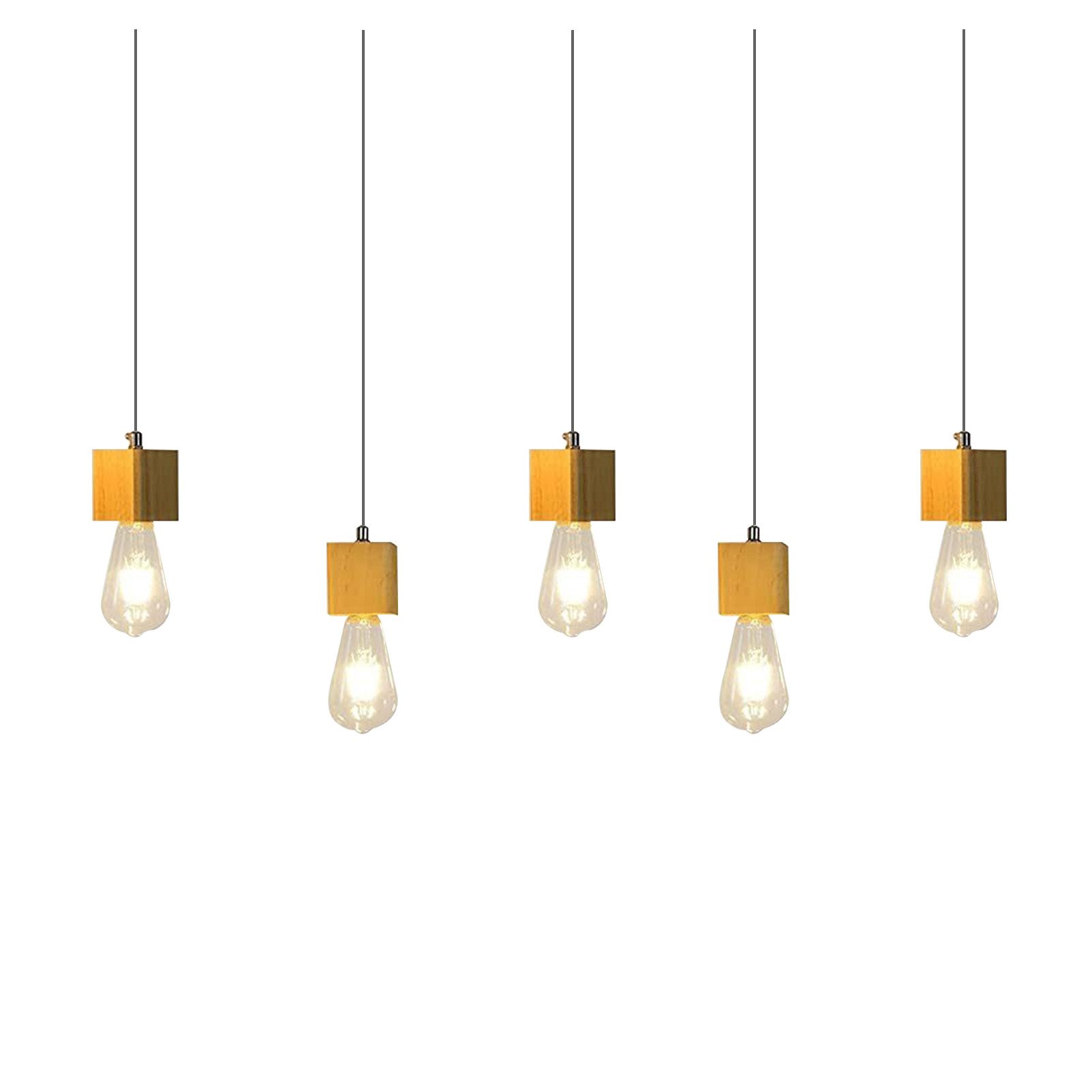 Nettlife Pendelleuchte 5 flammig Eckig Warmweiß E27, LED wechselbar