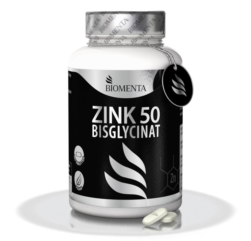 BIOMENTA Zink 50 - 365 Zink Tabletten je 50mg Zinkbisglycinat - Premiumqualität Tabletten, 365 St., 253 g