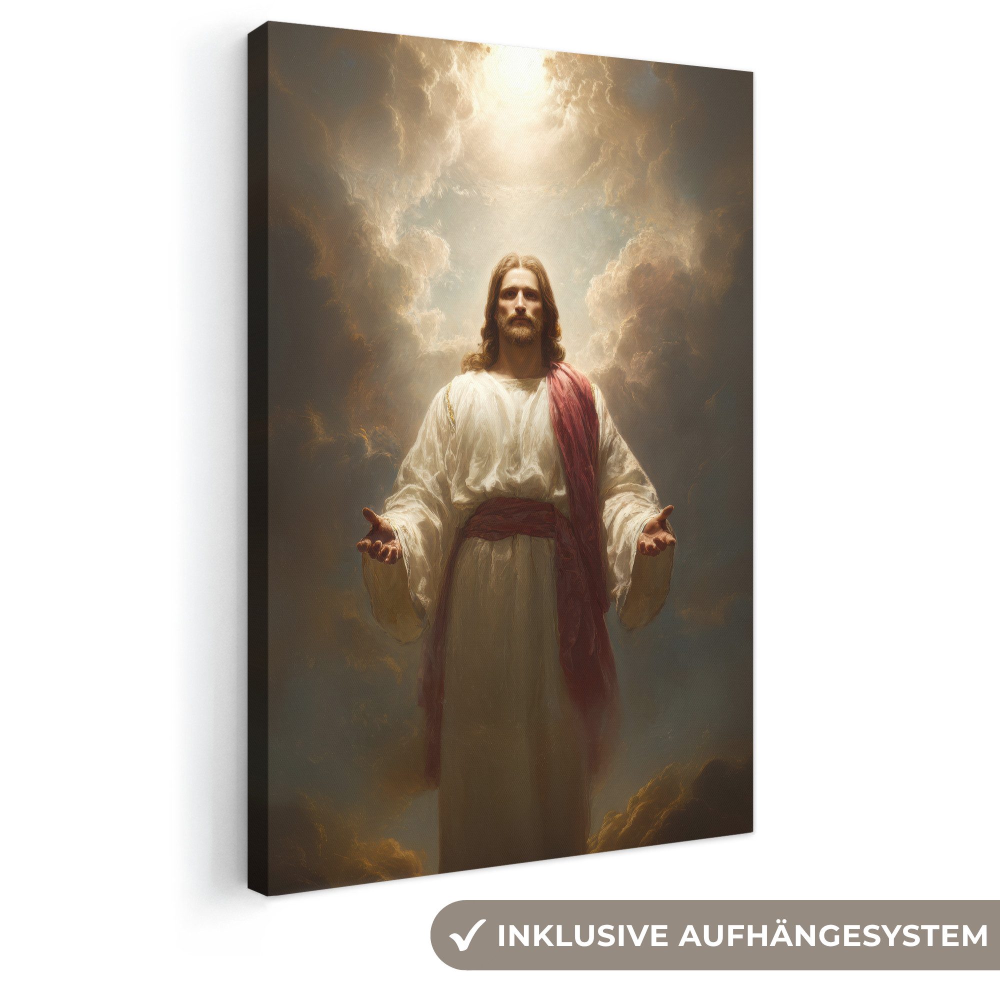 OneMillionCanvasses® Leinwandbild Himmel - Sonnenlicht - Jesus - Rot, Fotodruck (1 St), Leinwand Canvas Wandbild, Wanddekoration 20x30 cm