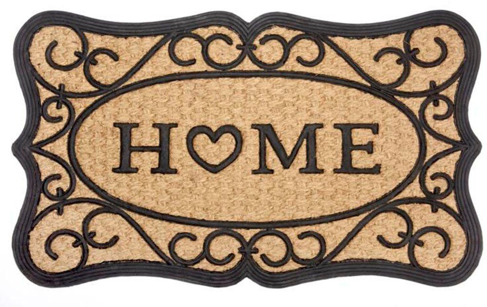 Fußmatte Gummi-Kokos Heart Home Ornament, HANSE Home, rechteckig, Höhe: 8 mm, Kokos, Gummi, Schmutzfangmatte, Outdoor, Rutschfest, Innen, Kokosmatte