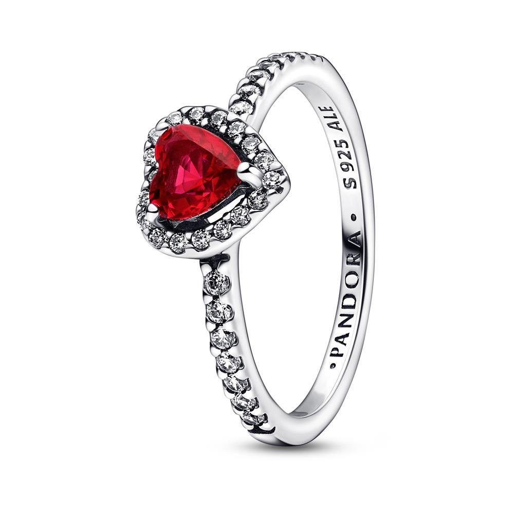 Pandora Fingerring Pandora Sparkling Red Elevated Heart Ring 198421C02-50