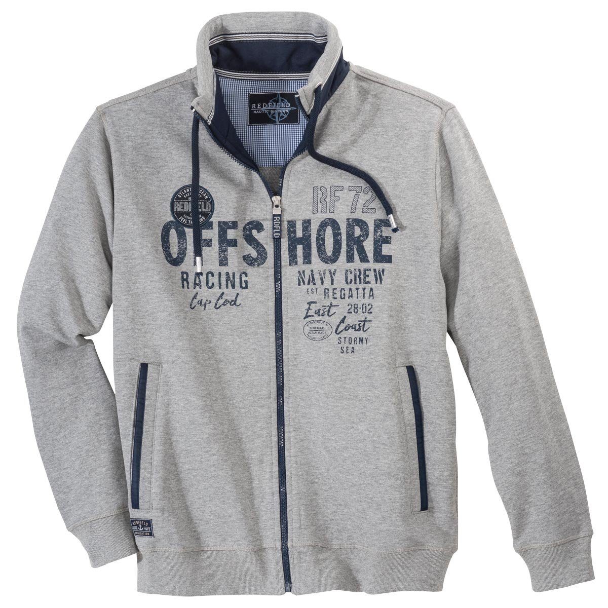 Sweatjacke Redfield XXL Sweatjacke modisch hellgrau melange