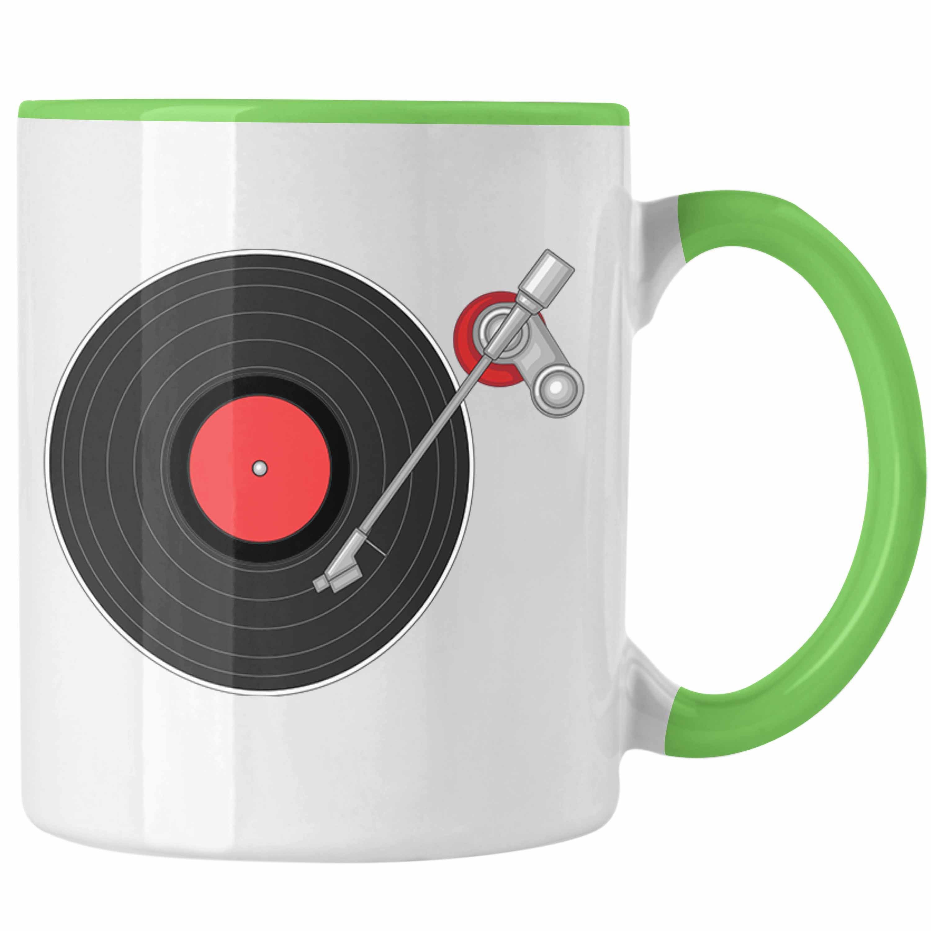 Trendation Tasse Vinyl-Schallplatten Grün Tasse Kaffee- Plattenspieler Geschenk Schallplatte