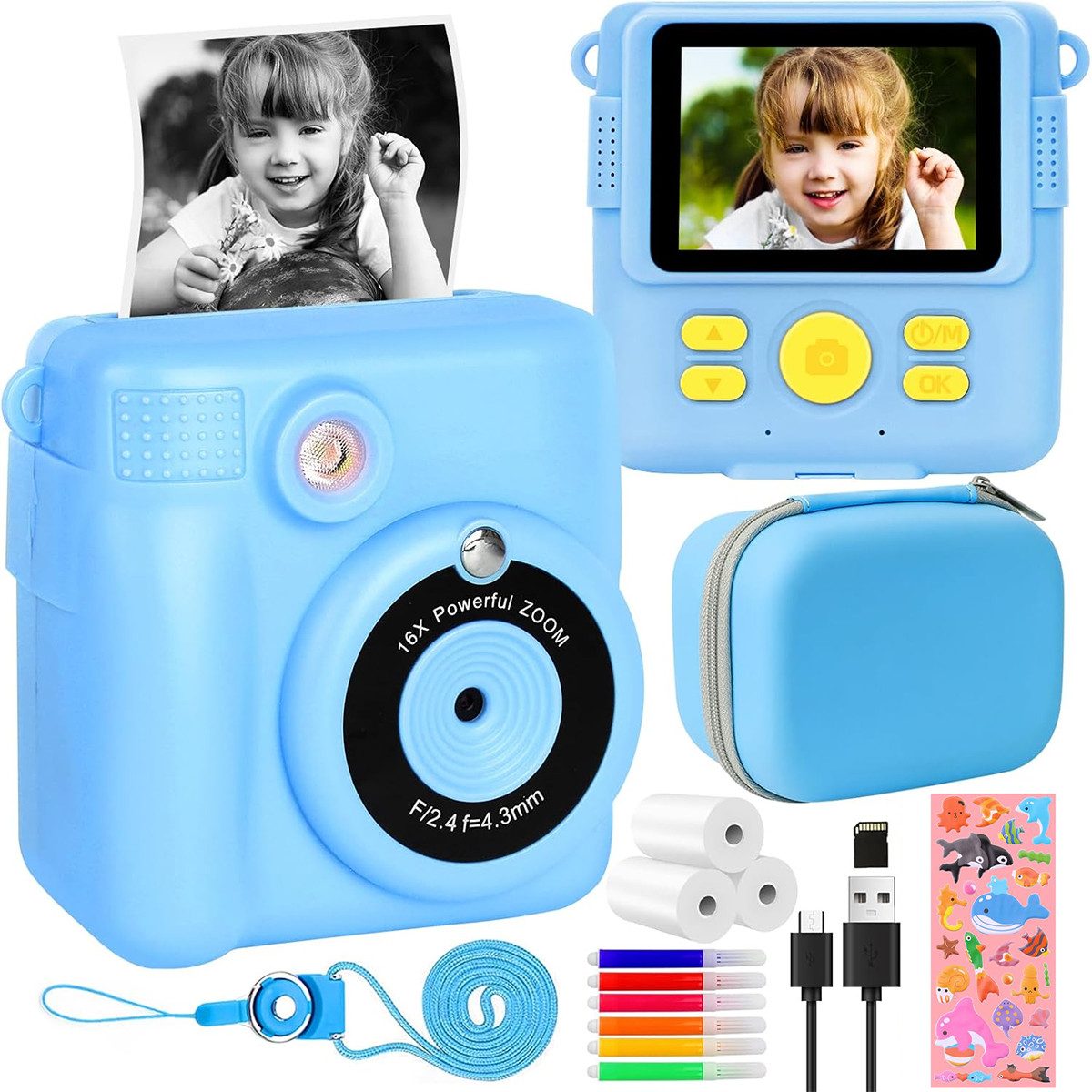 Kinderkamera 1080P 2,4 Zoll Bildschirm Druckpapier 32GB TF Kinderkamera