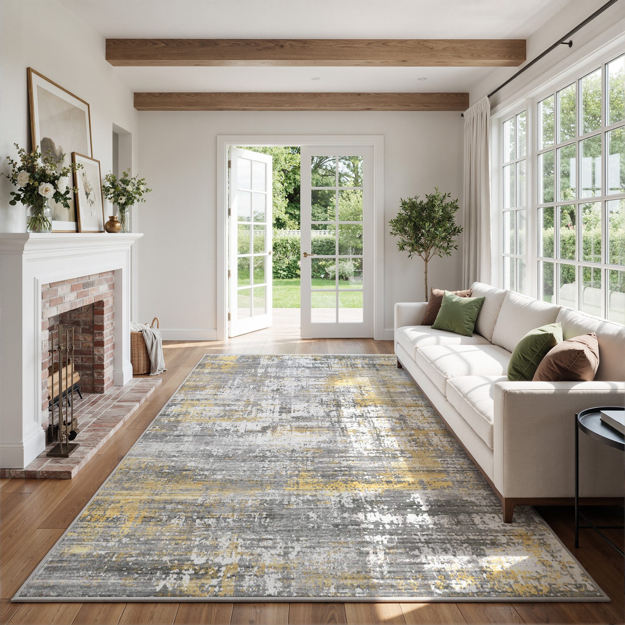 Klyvvo Teppich Boho Abstrakt Teppich, Kurzflor weich, rutschfest & waschbar, Rechteckig, Höhe: 8.5 mm, 80x150 cm – Flurteppich für Esszimmer & Küche