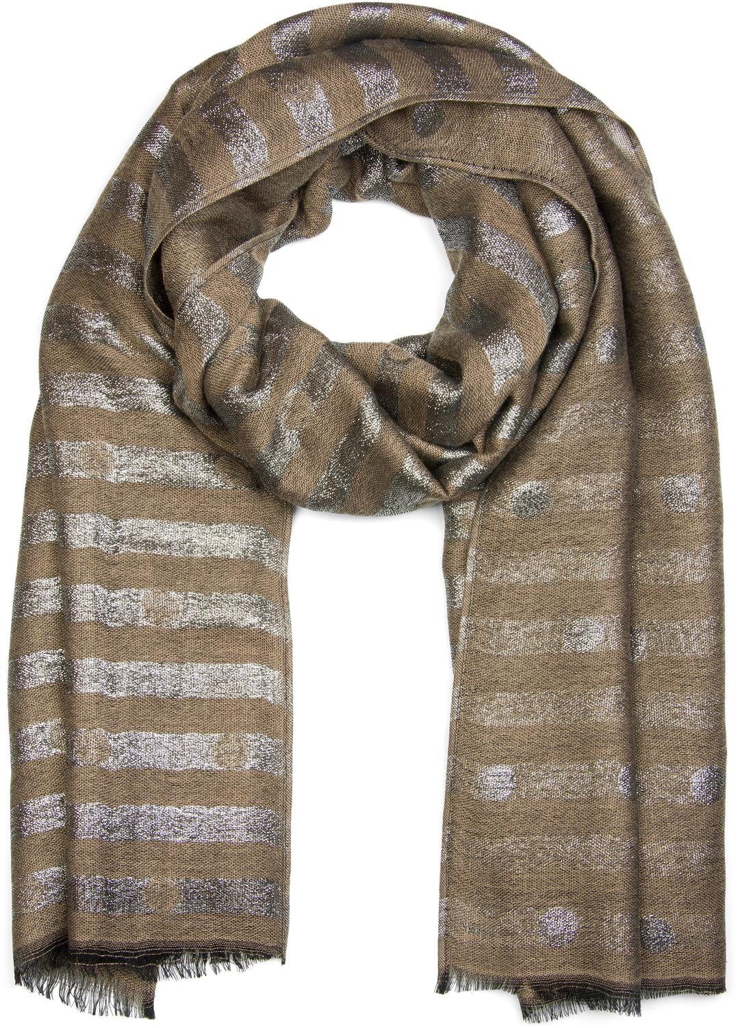 Modeschal Metallic Schal mit Streifen und Punkte Muster