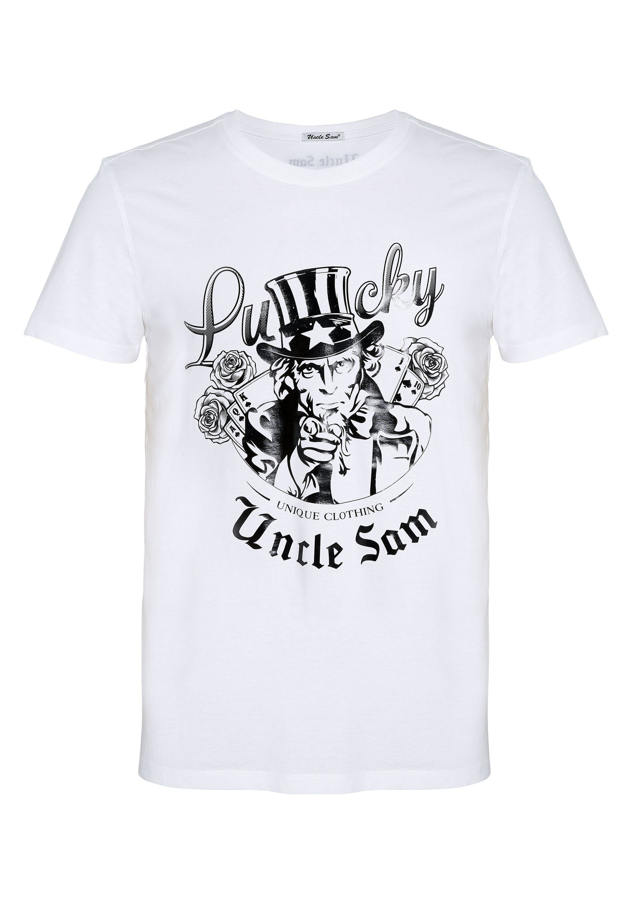 Uncle Sam Print-Shirt mit Frontprint 11-0601 Bright White
