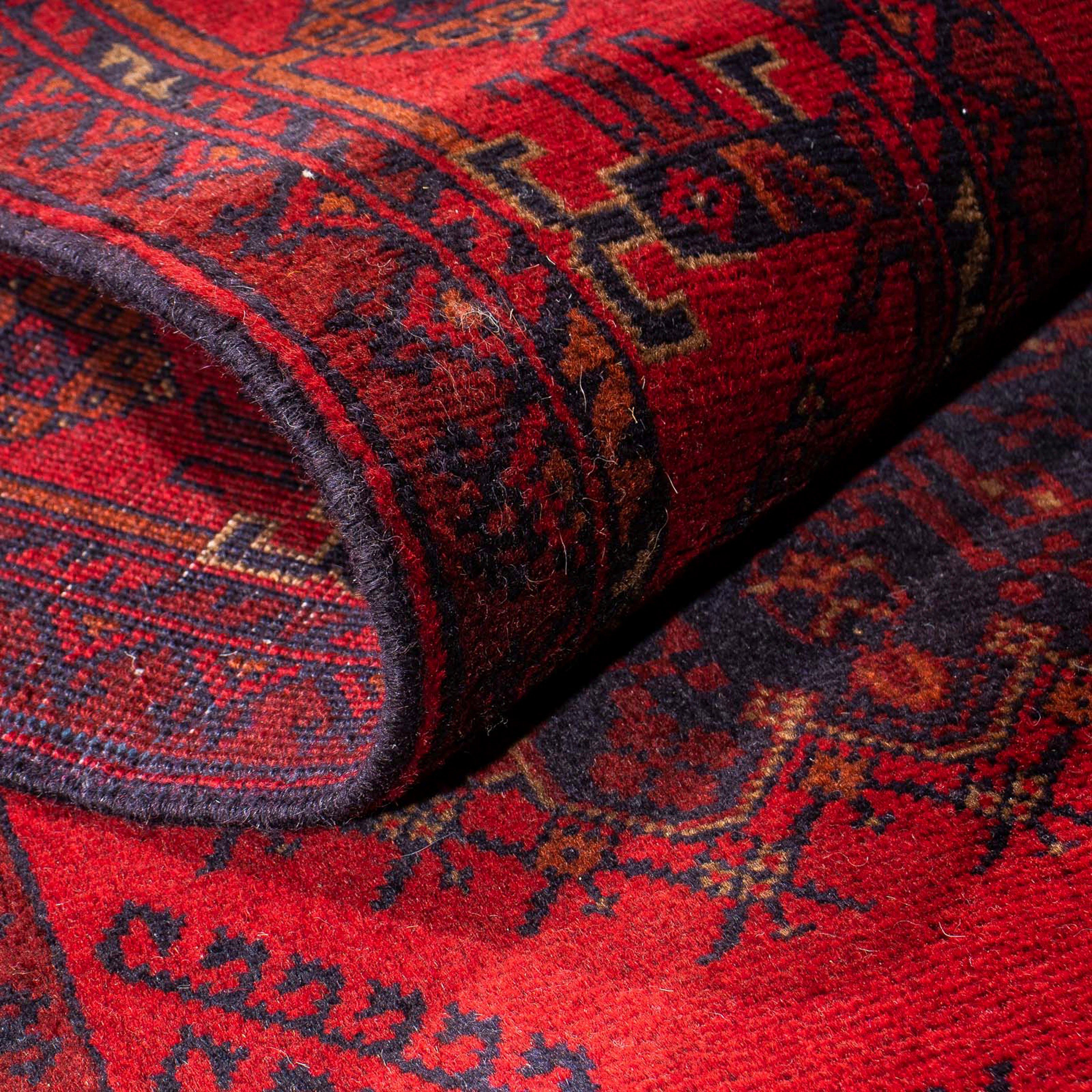 Orientteppich Afghan - Kunduz dunkelrot, rechteckig, - 295 Handgeknüpft, cm morgenland, Höhe: mit x Einzelstück 82 7 mm, Zertifikat Wohnzimmer, 