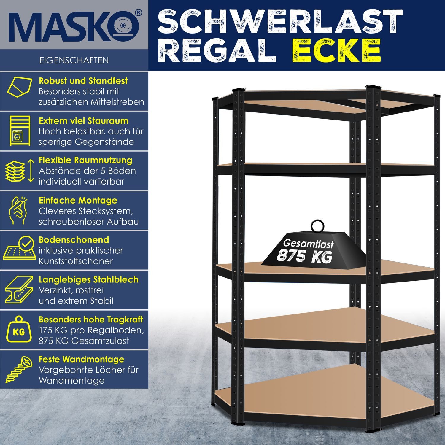 MASKO Schwerlastregal, Eckregal Lagerregal Schwerlastregal, Kellerregal, günstig online kaufen
