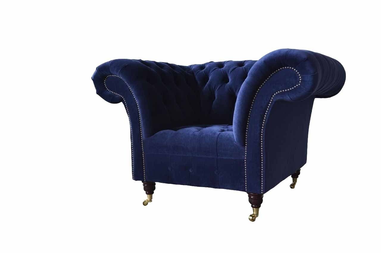 JVmoebel Sessel Chesterfield Textil Sessel 1 Sitzer Sofa Polster Design Luxus Modern, Made In Europe