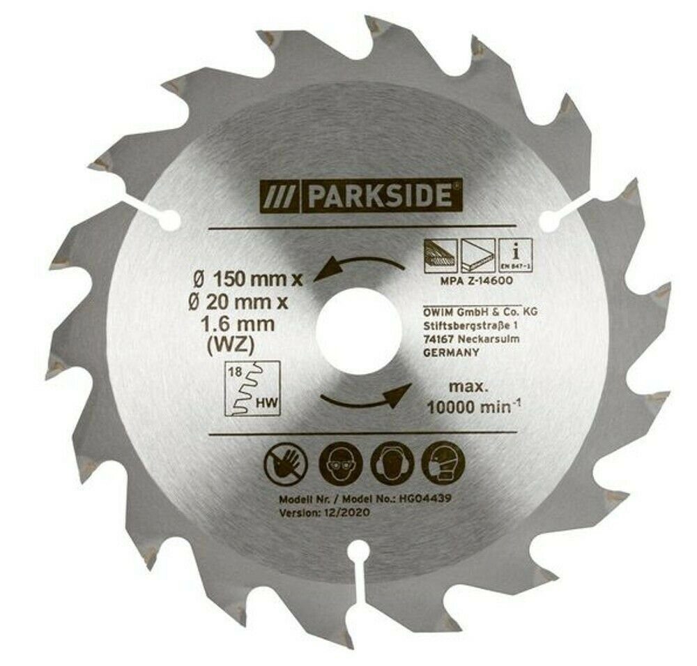 Parkside Bohrfutter Parkside HM Handkreissägeblatt, 150 mm x 20/16 x 18 Z Sägeblatt WZ TCT