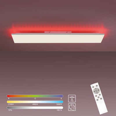 LeuchtenDirekt LED Deckenleuchte LED Panel GUSTAV länglich, Dimmbar, CCT-Farbtemperaturwechsel, RGB Farbwechsel, Memoryfuktion, 1xLED-Board/27,30W/2700-5000K, Warmweiß - Neutralweiß - Kaltweiß, RGB Backlight, CCT, Fernbedienung, dimmbar