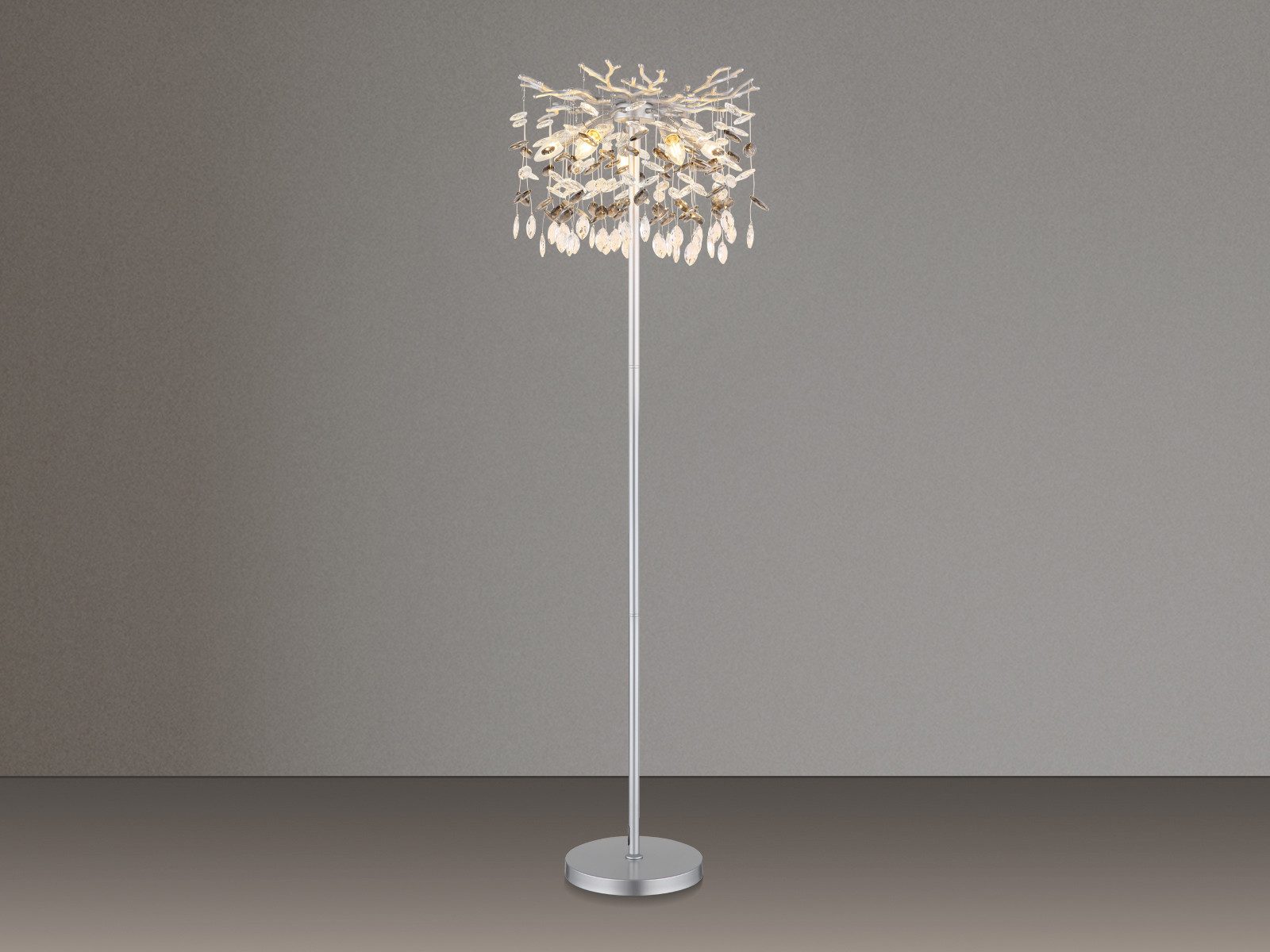 GLOBO LIGHTING LED Stehlampe mit Kristall 2-farbig Höhe 150cm, Dimmfunktion, LED wechselbar, Warmweiß, ausgefallene Stehleuchte, Wohnzimmerlampe stehend inkl. Leuchtmittel