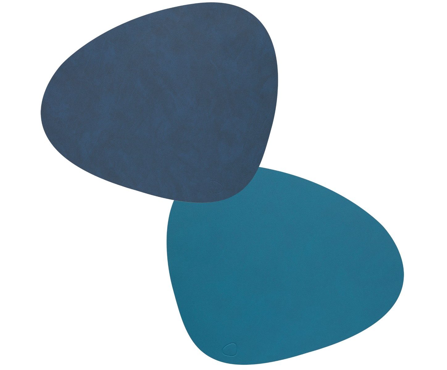 LIND DNA Platzset DOUBLE Tischset Curve midnight blue/petrol 37x44cm, Table Mat Curve L Double Nupo Midnight Blue/Petrol