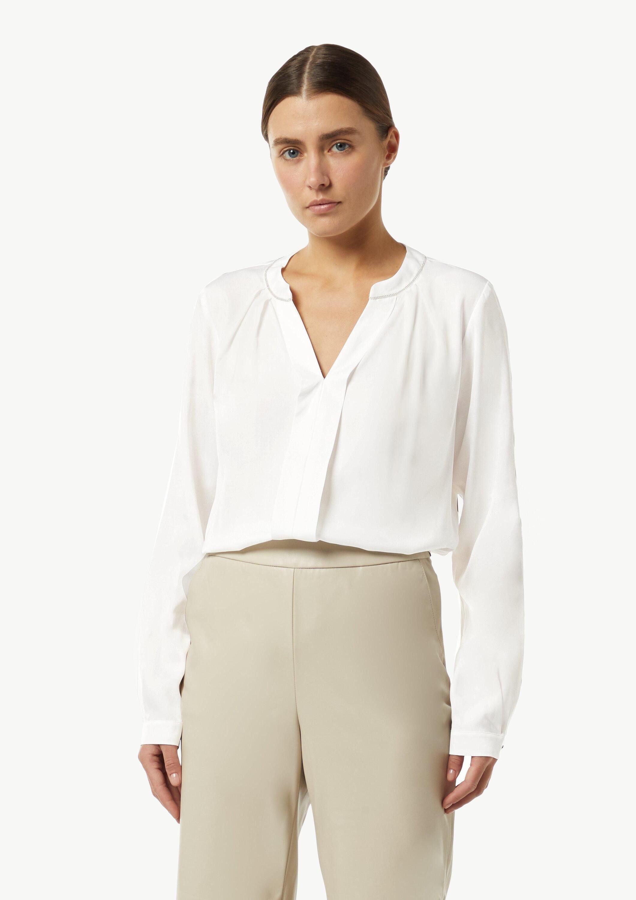 comma Langarmbluse Bluse Satin-Bluse mit Zier-Detail am Ausschnitt günstig online kaufen
