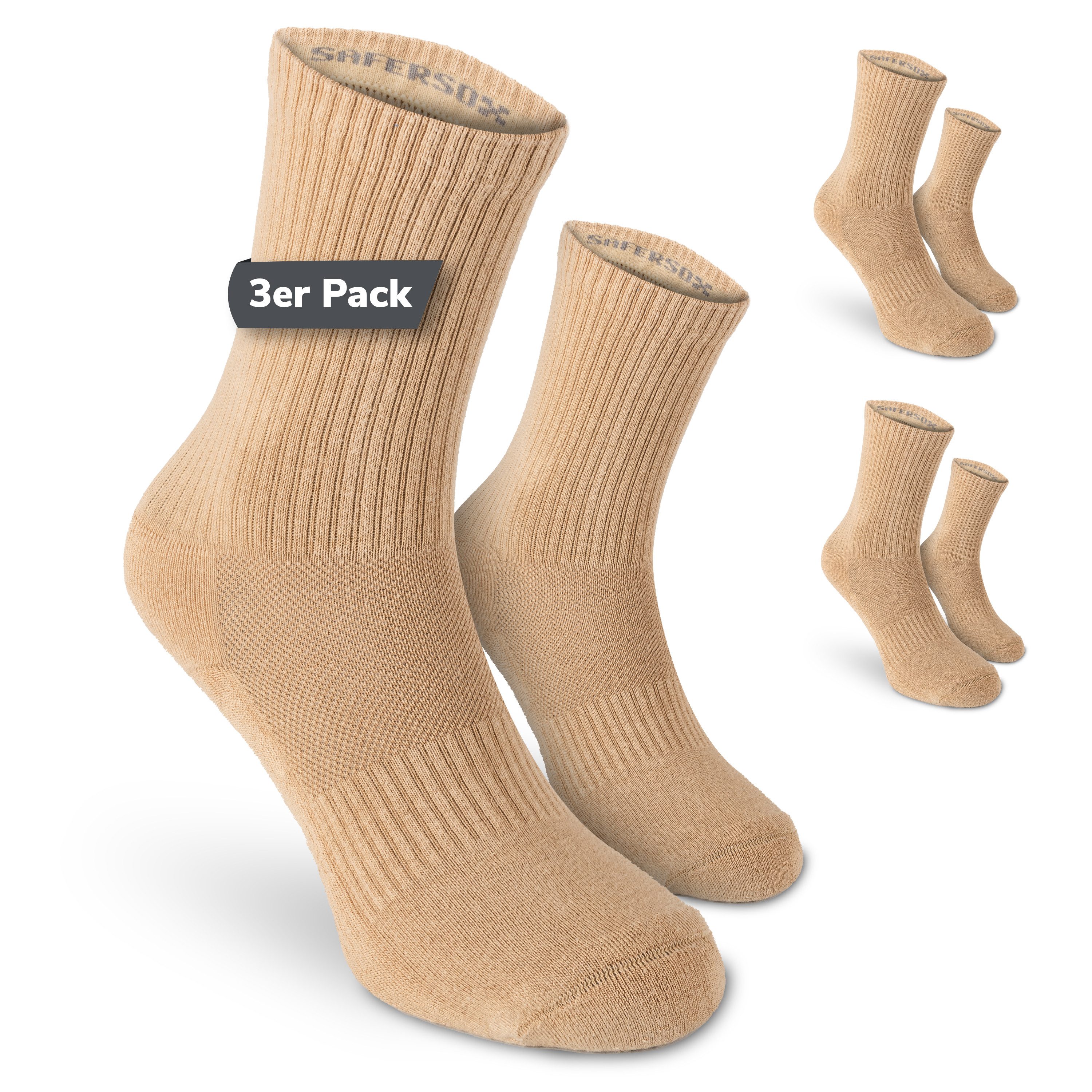 SAFERSOX Funktionssocken Sportsocken mit Mückenschutz (Set, 3 Paar) geruchshemmend, hoher Baumwollanteil, Made in EU