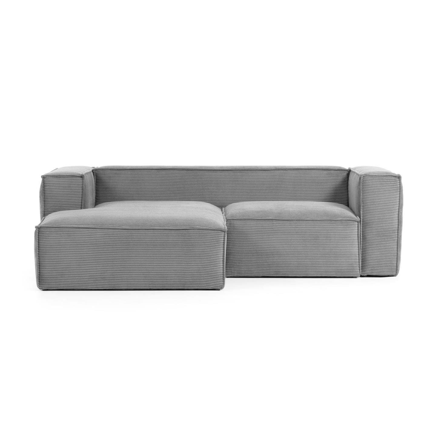 Natur24 Sofa Sofa Blok 2-Sitzer mit Longchair links grau 240cm Couch