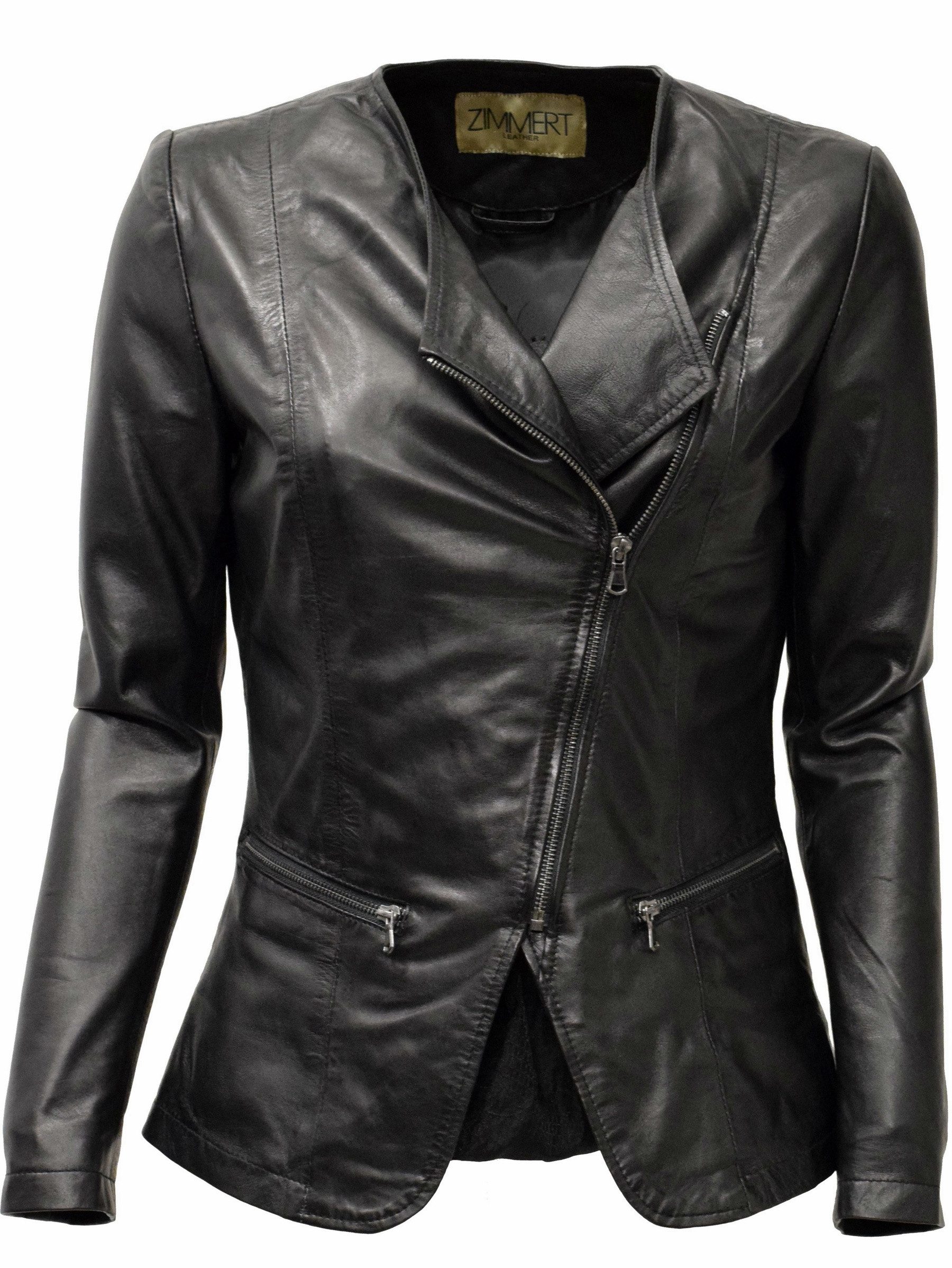Zimmert Leather Lederjacke Milla weiches Velourleder, Lammnappa Schwarz, Cr günstig online kaufen