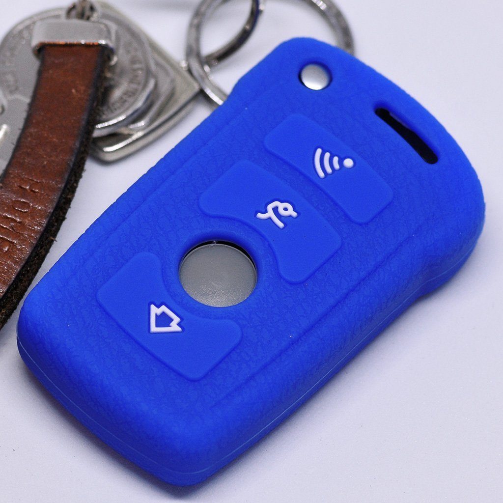 mt-key SMARTKEY BMW E65 Softcase Schutzhülle Silikon Schlüsseltasche 7er KEYLESS 01-05 4 E66 Blau, Tasten für Autoschlüssel