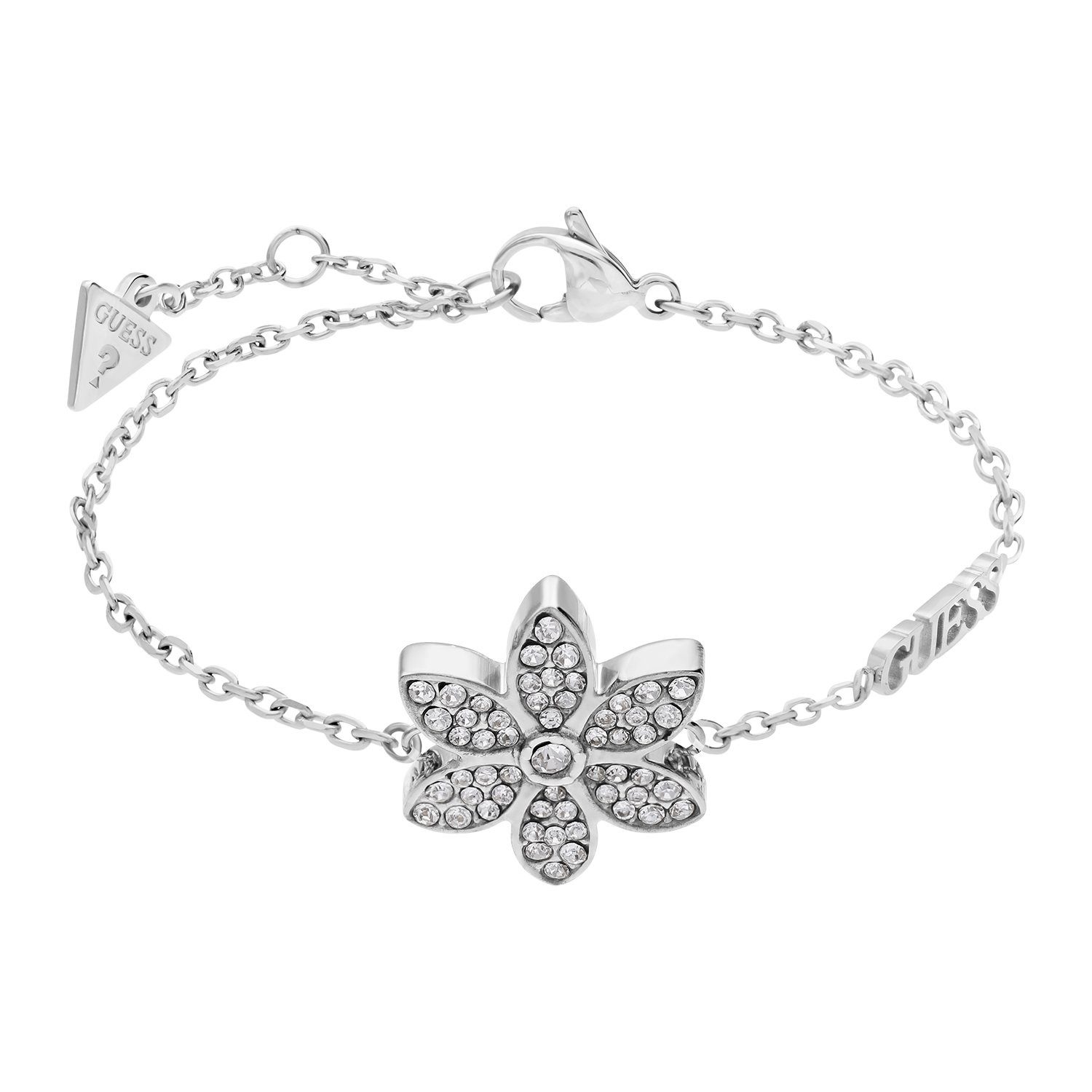 Guess Blumenanhänger Armband - Stahl - Silber - Zirkonia - Damen
