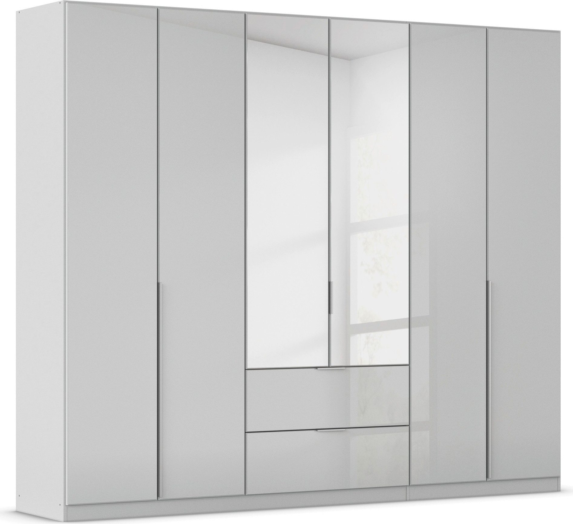 OTTO home Drehtürenschrank Kleiderschrank Kleiderschränke Schrank Garderobe AGORDO mit Glasfront (in zwei Griff-Farben, Breiten 91-360 cm) mit Außenschubkästen, in 7 Breiten und 2 Höhen MADE IN GERMANY