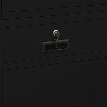 vidaXL Aktenschrank Büroschrank Schwarz 90x40x180 cm Stahl und Hartglas