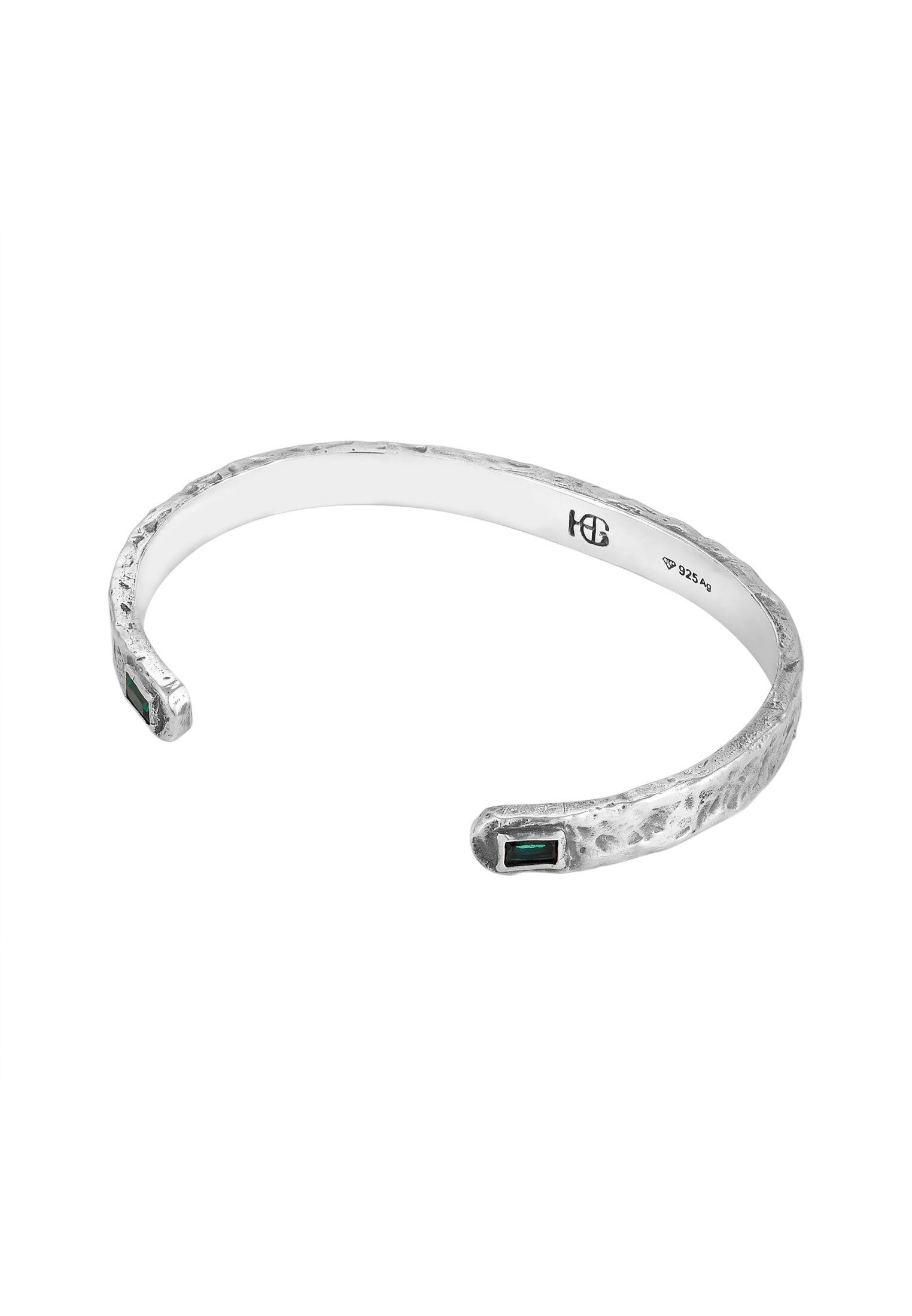 HAZE & GLORY Silberarmband Armreif Synthetischer Smaragd Grün 925 Sterling Silber